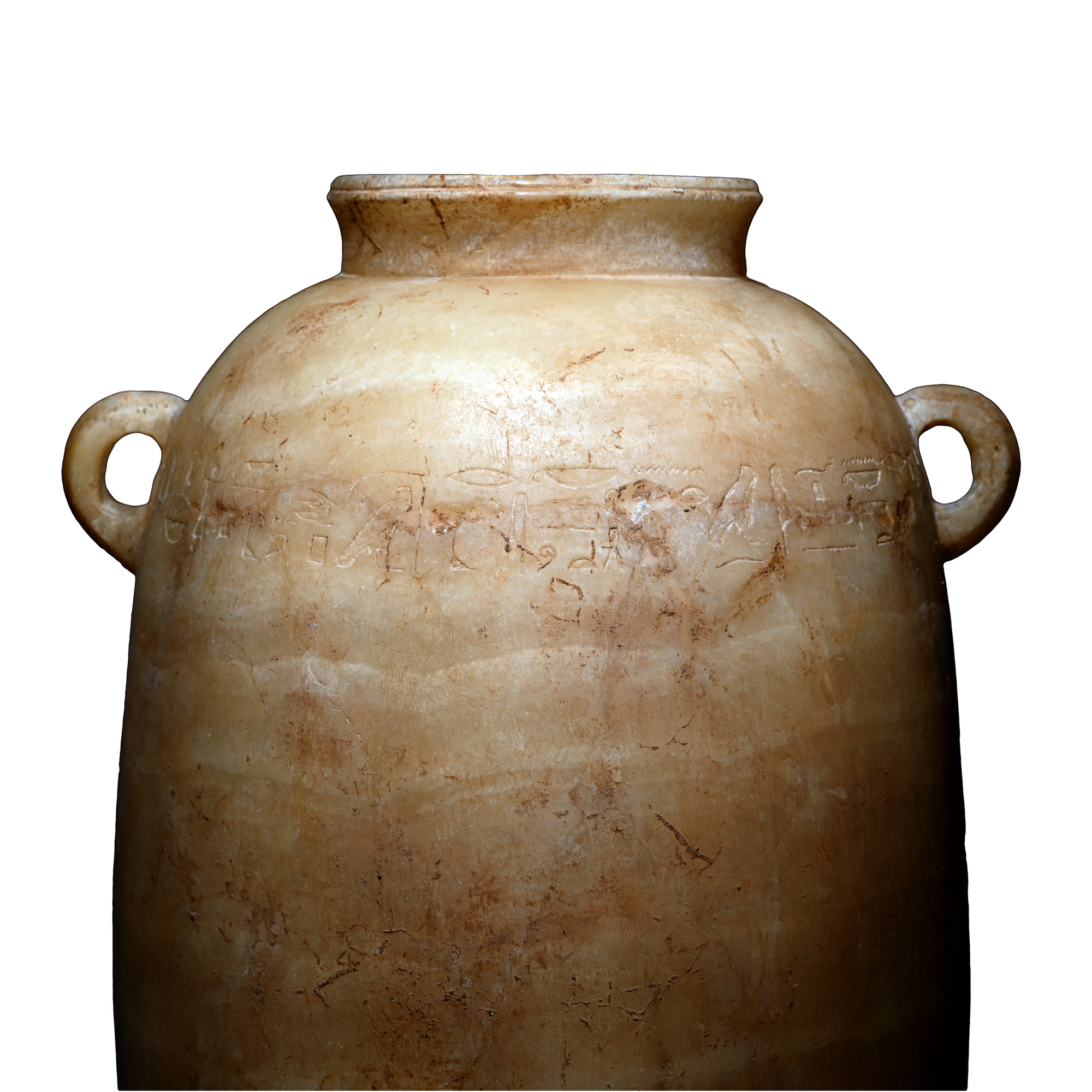 Very Large Egypto-Phoenician Alabaster Alabastron with Hieroglyphic Inscription