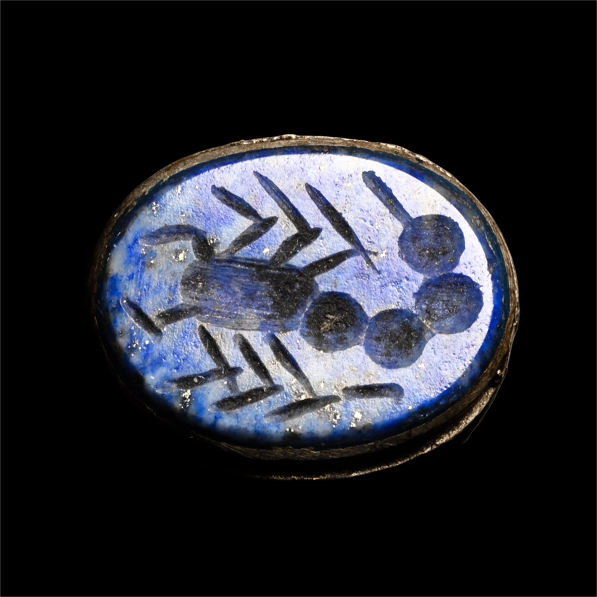 Bedouin Silver-Coloured Ring with Scorpion Gemstone