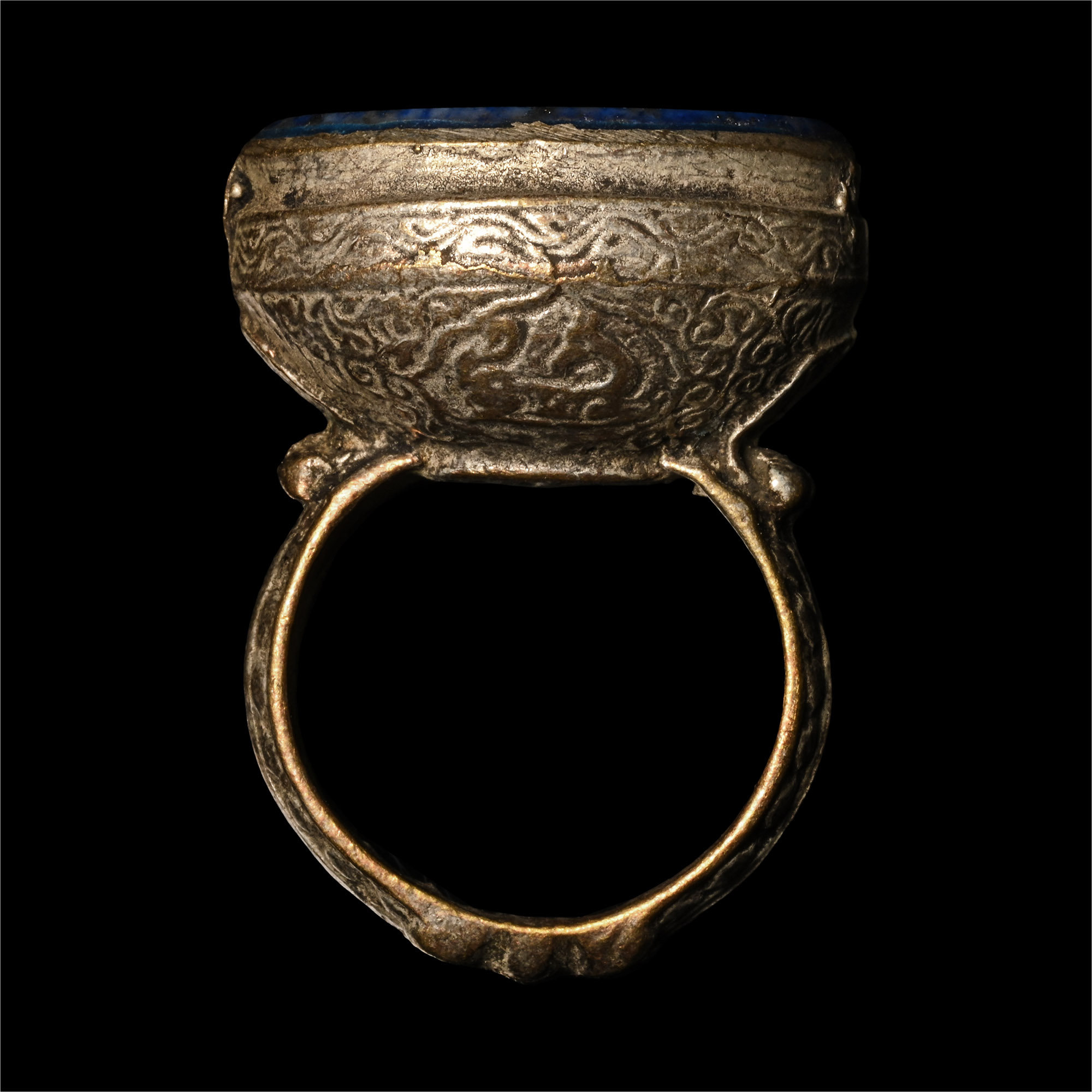 Bedouin Silver-Coloured Ring with Scorpion Gemstone