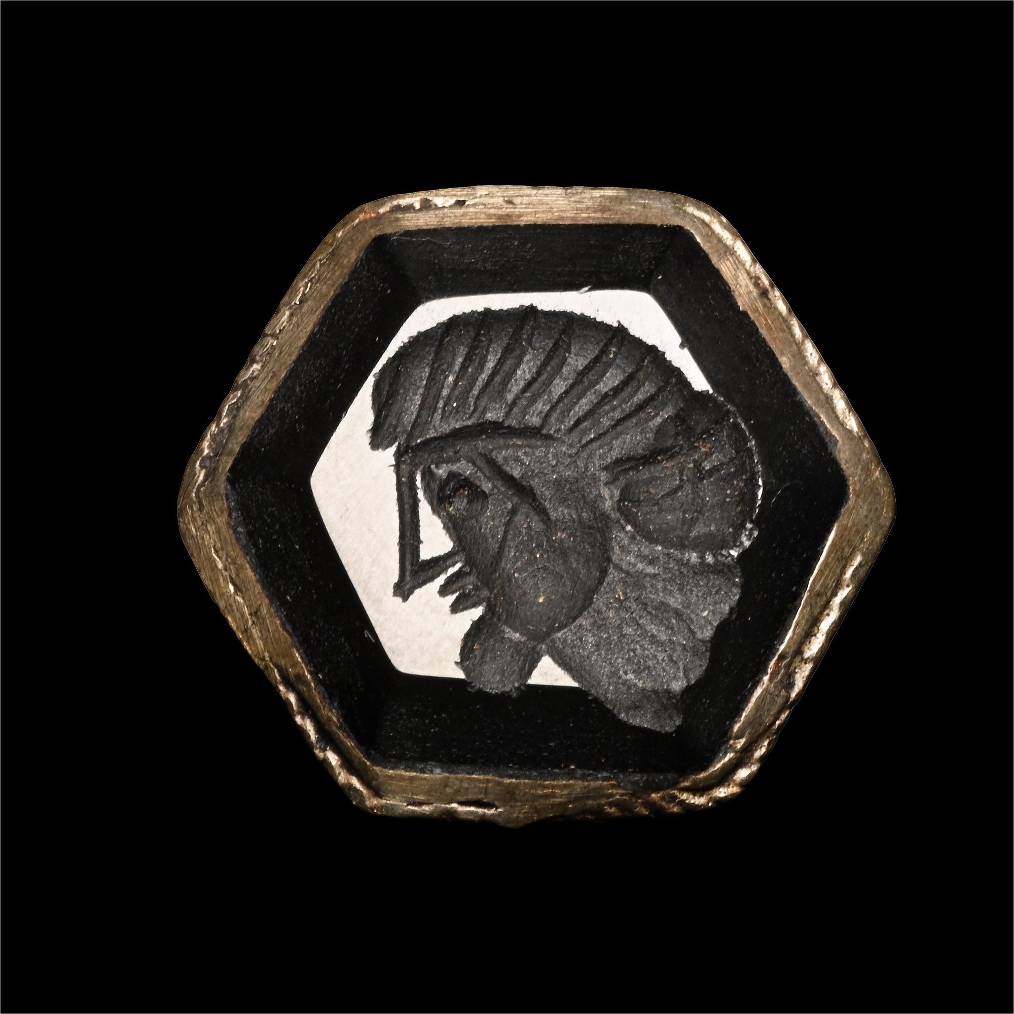 Bedouin Silver-Coloured Ring with Bearded Portrait Gemstone