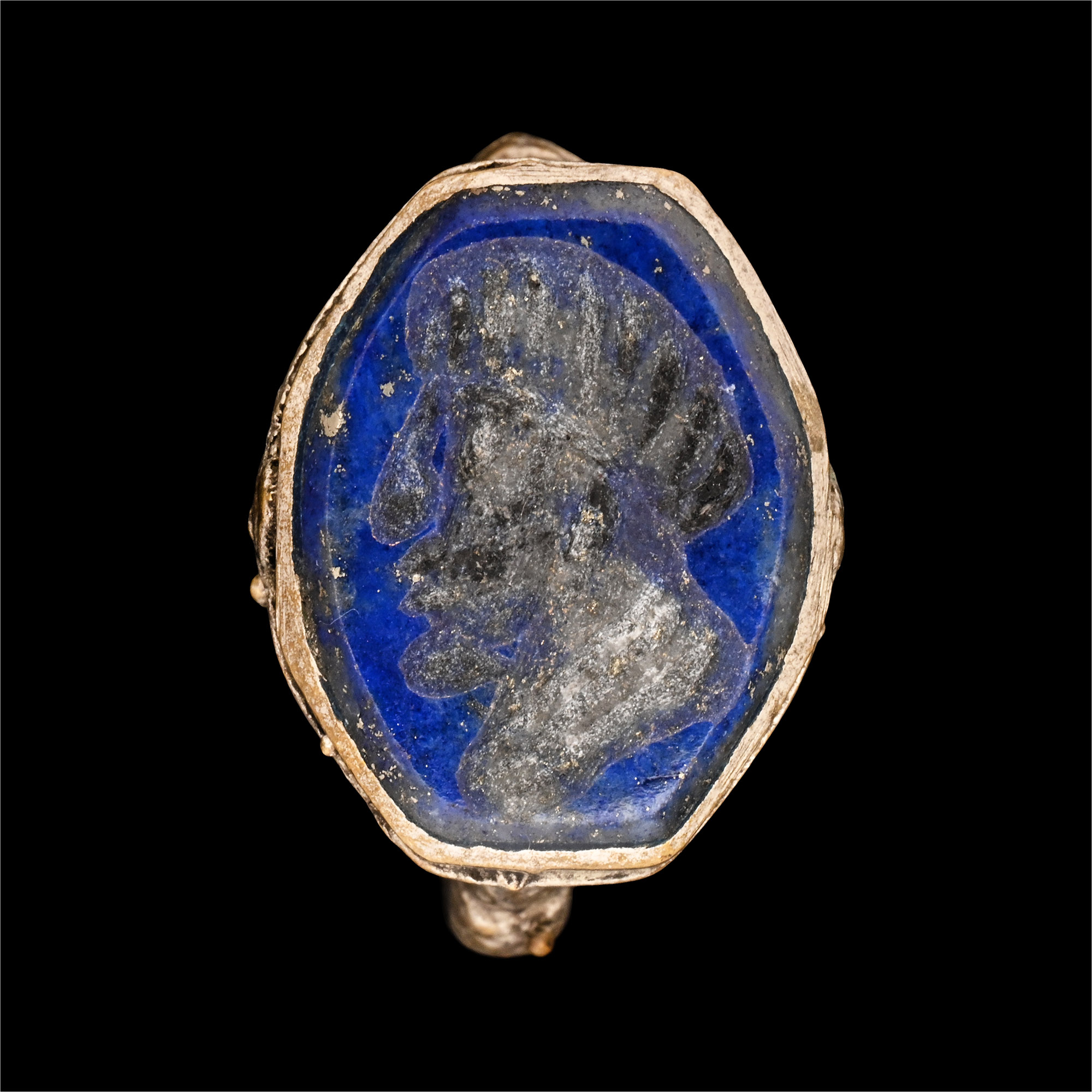 Bedouin Silver-Coloured Ring with Portrait Gemstone