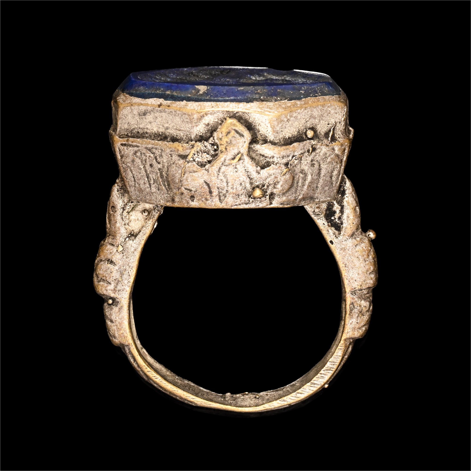 Bedouin Silver-Coloured Ring with Portrait Gemstone