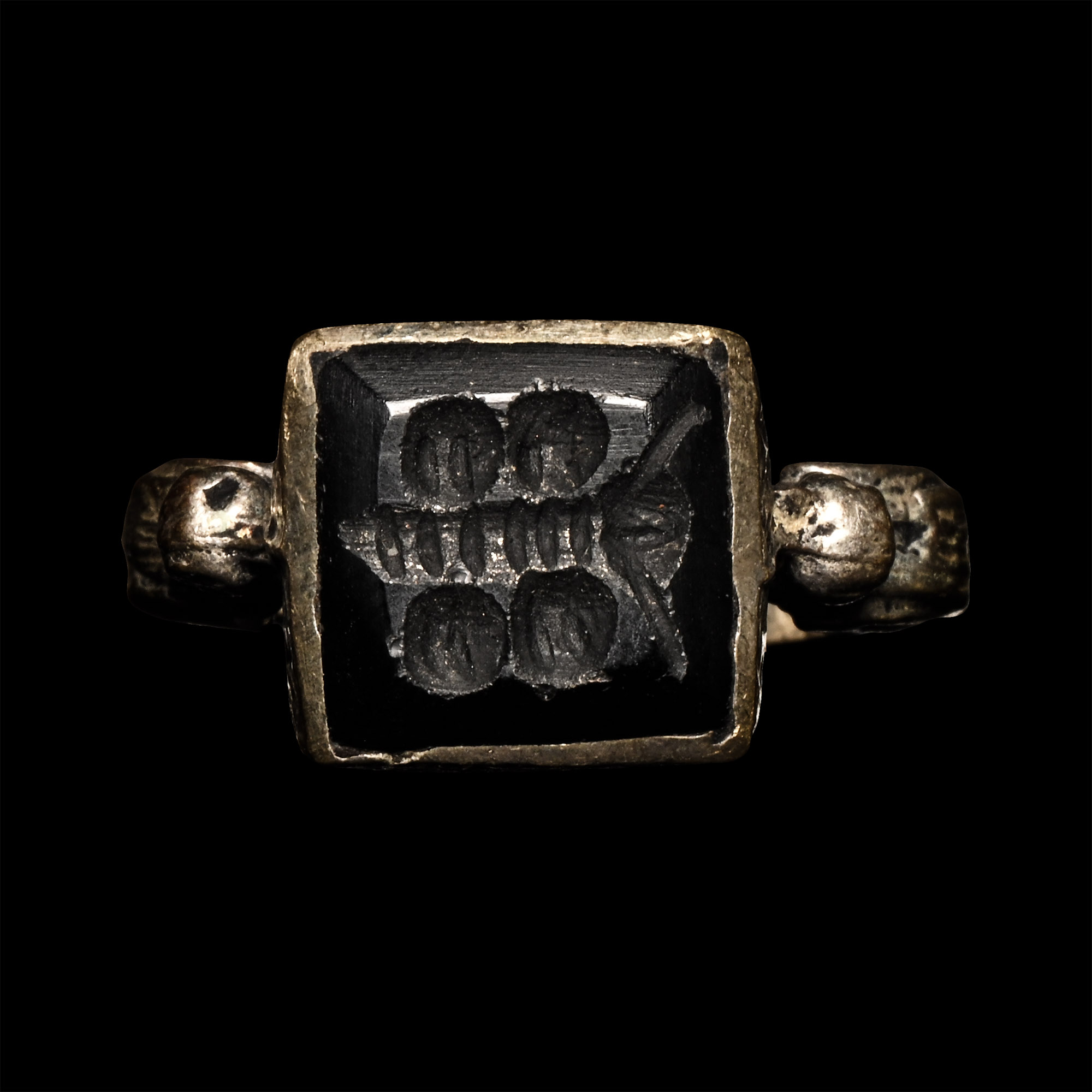 Bedouin Silver-Coloured Ring with Butterfly Gemstone