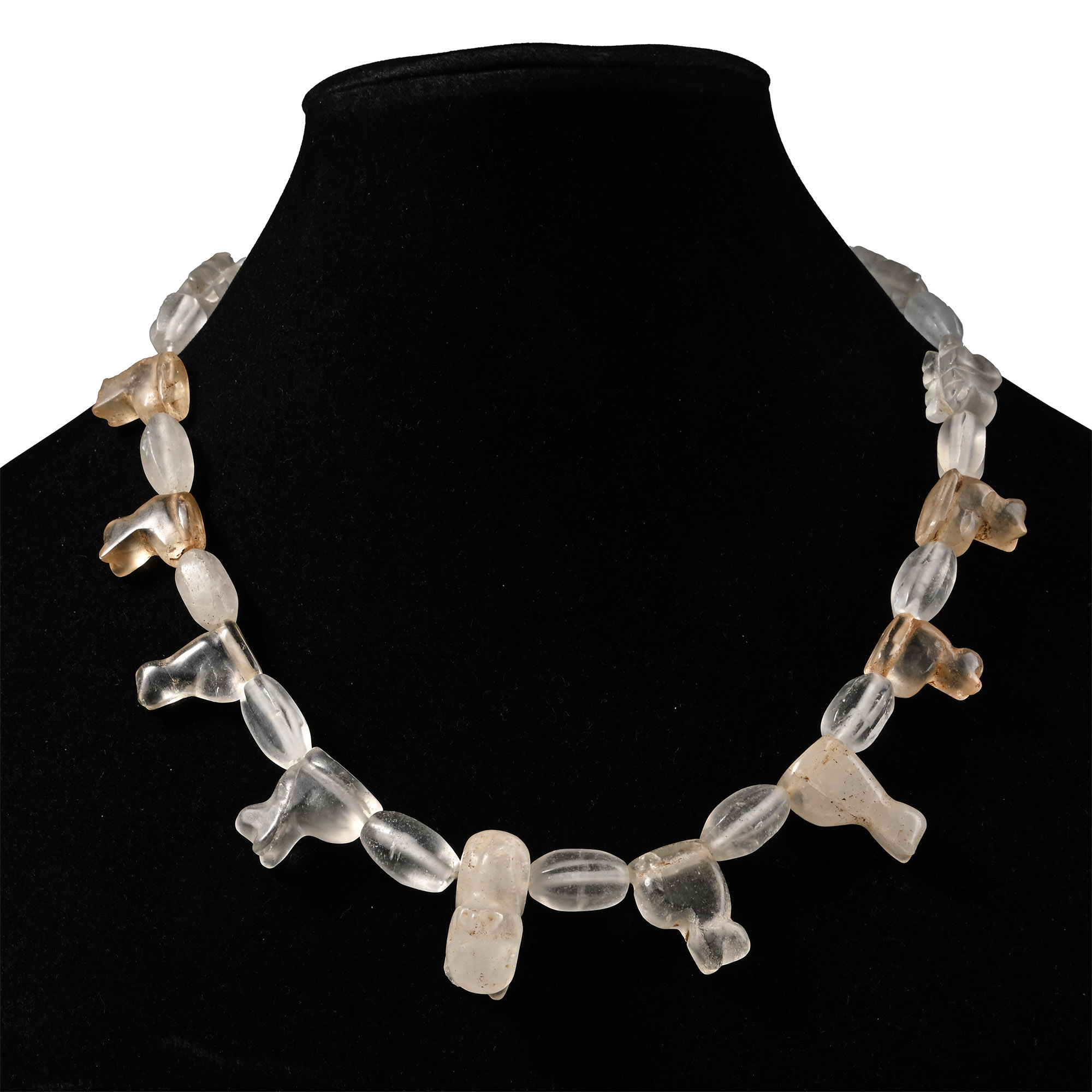 Rock Crystal Bead Necklace String with Cat Amulets