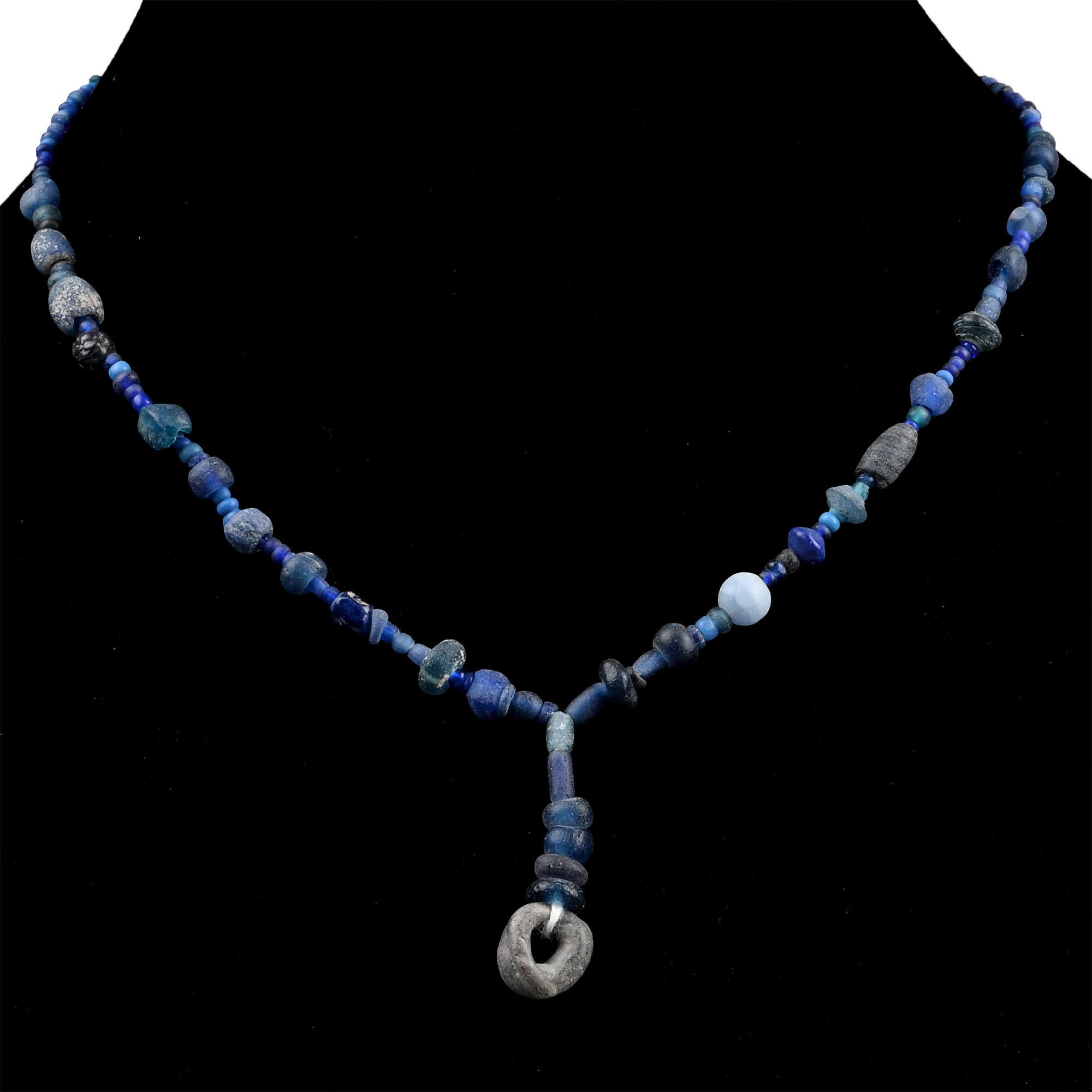 Roman and Other Dark Blue Glass Bead Necklace String
