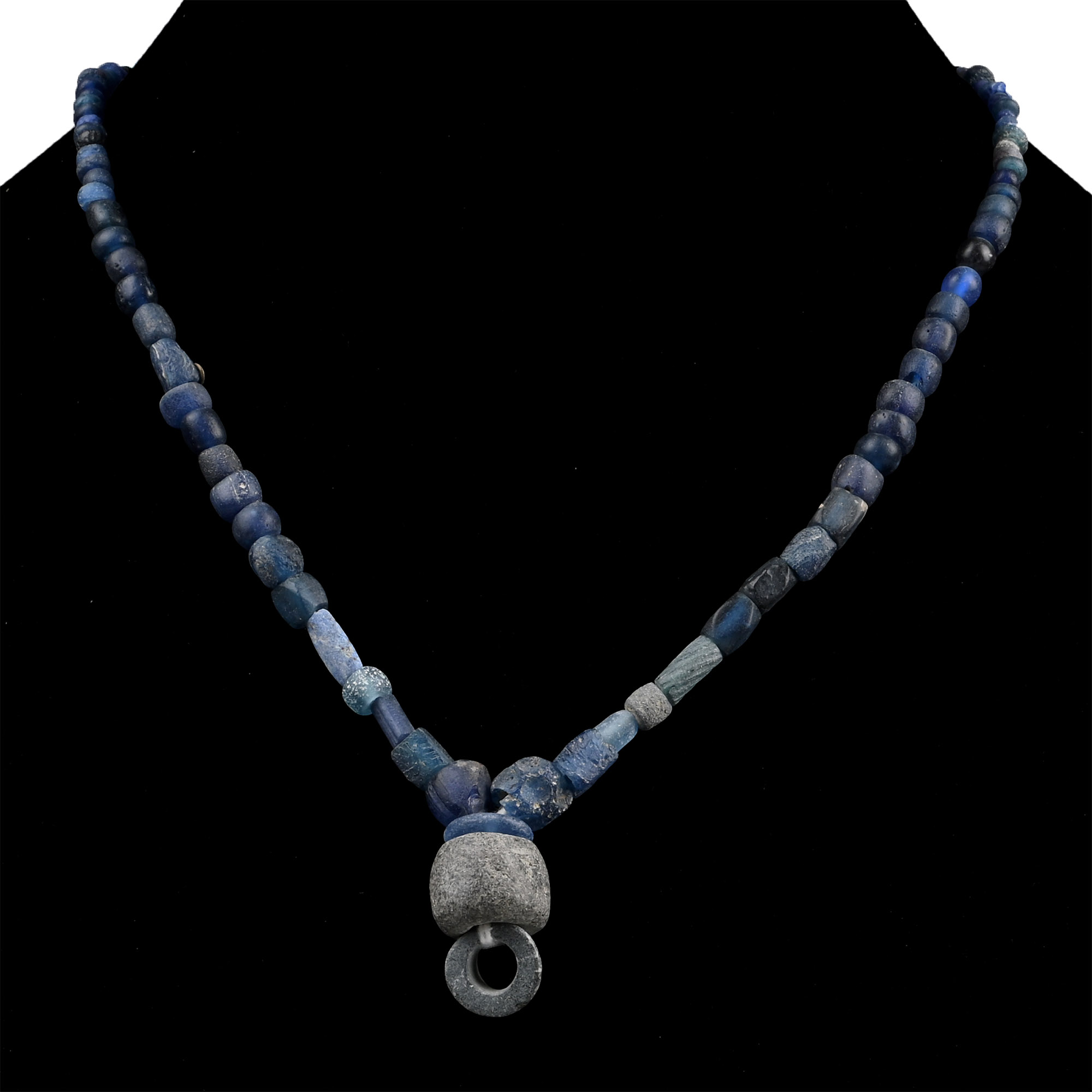 Roman and Other Dark Blue Glass Bead Necklace String