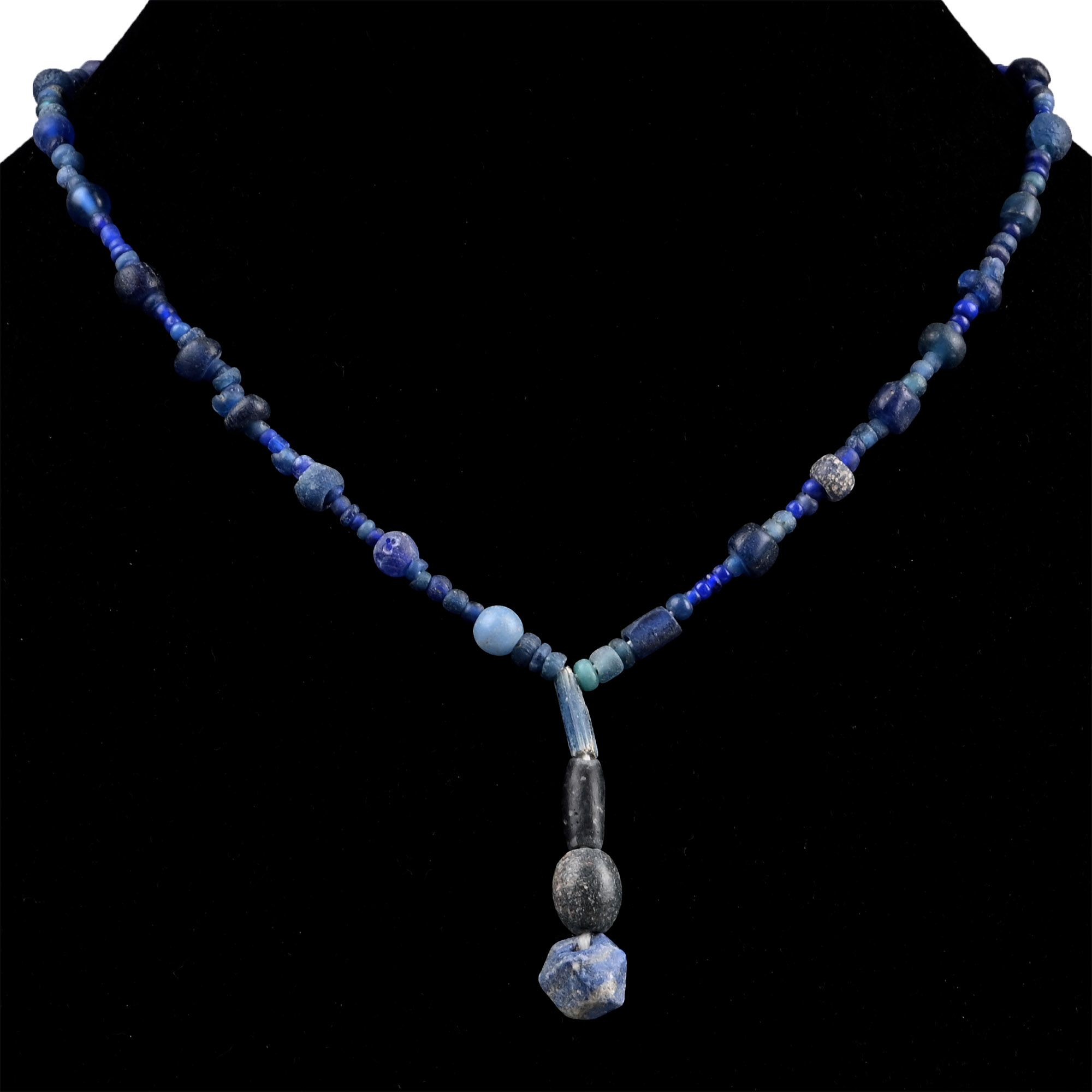 Roman and Other Dark Blue Glass Bead Necklace String