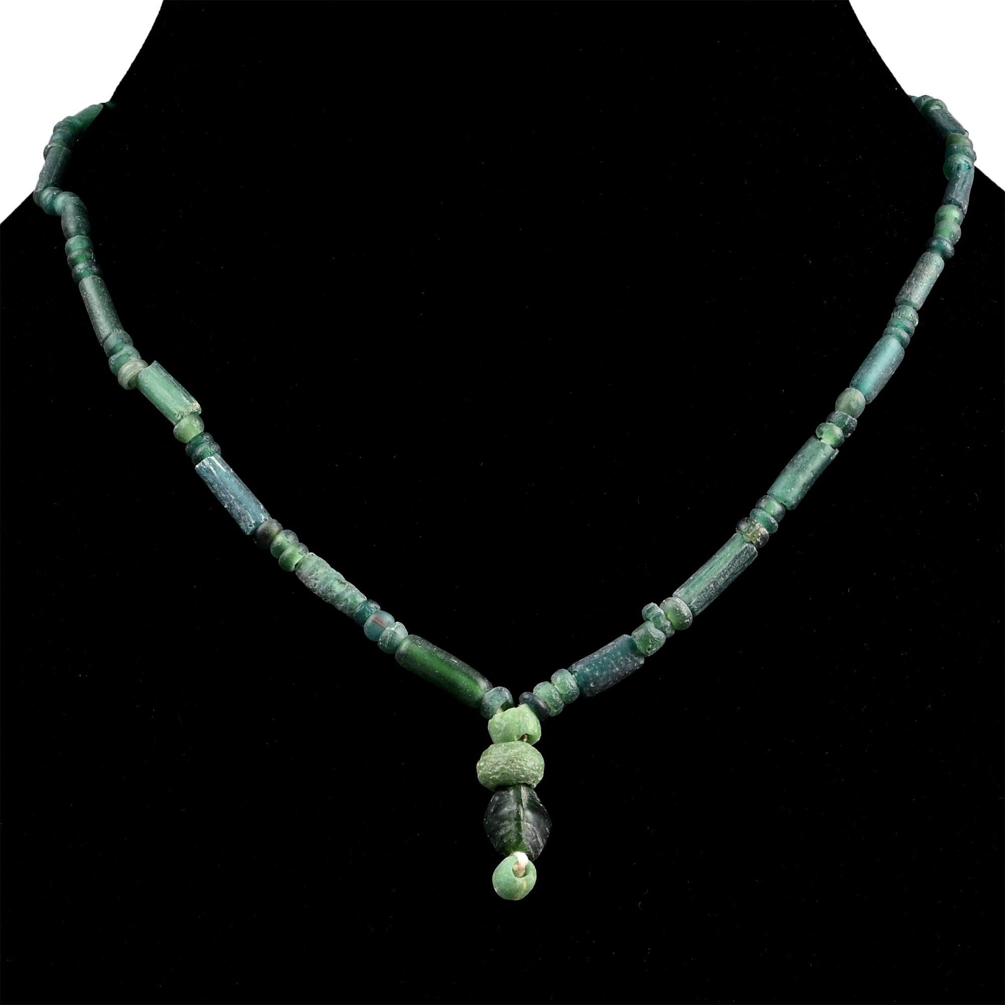 Roman and Other Emerald Green Glass Bead Necklace String