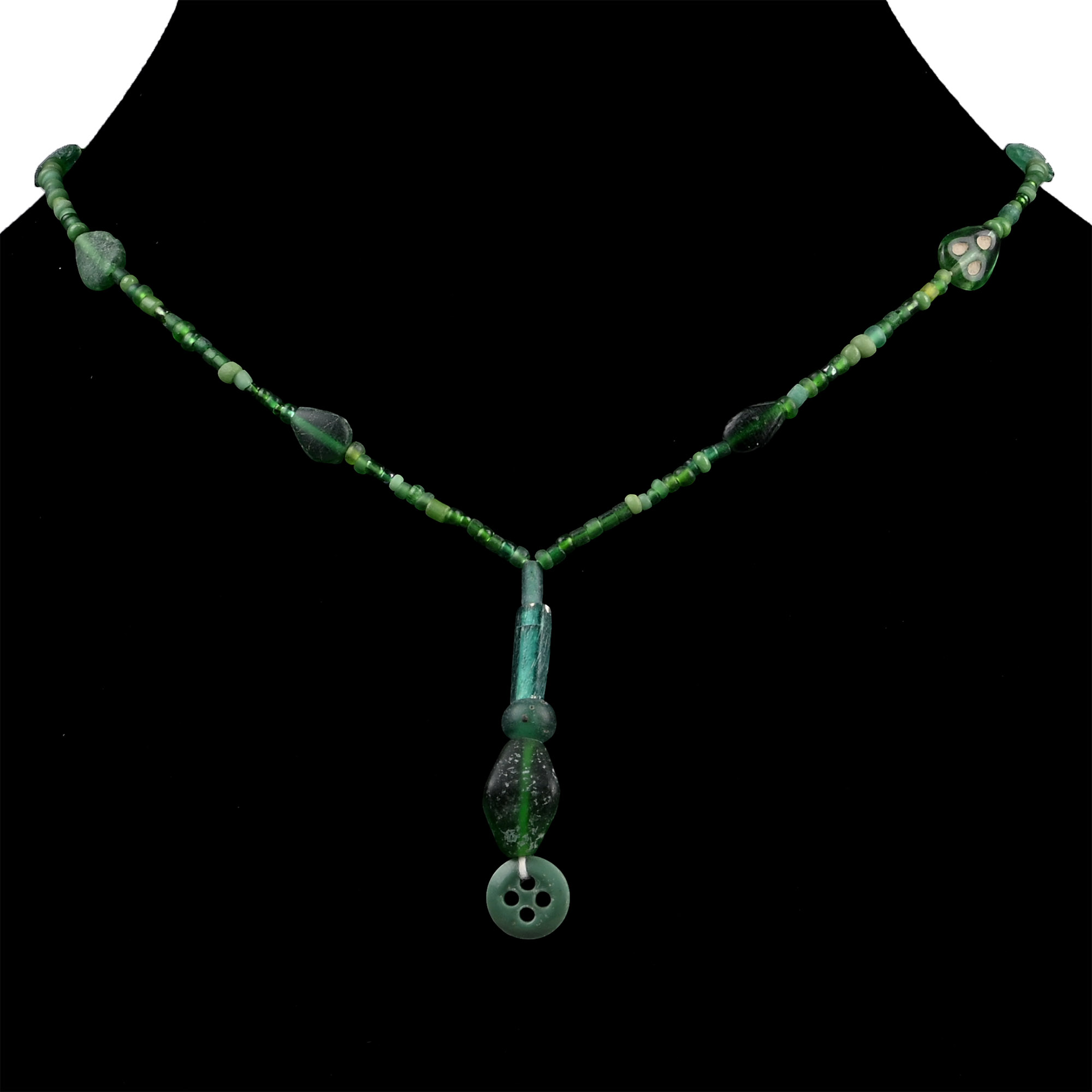 Roman and Other Green Glass Bead Necklace String