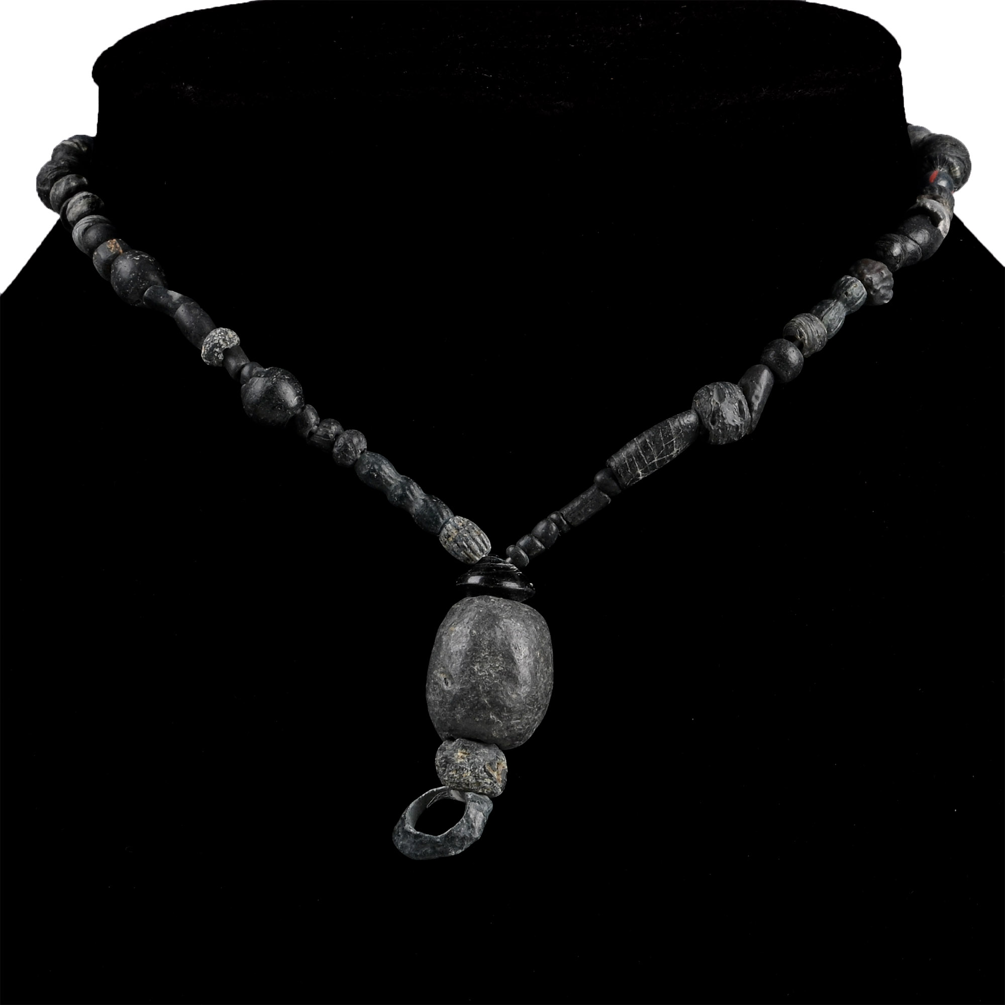 Roman and Other Black Glass Bead Necklace String