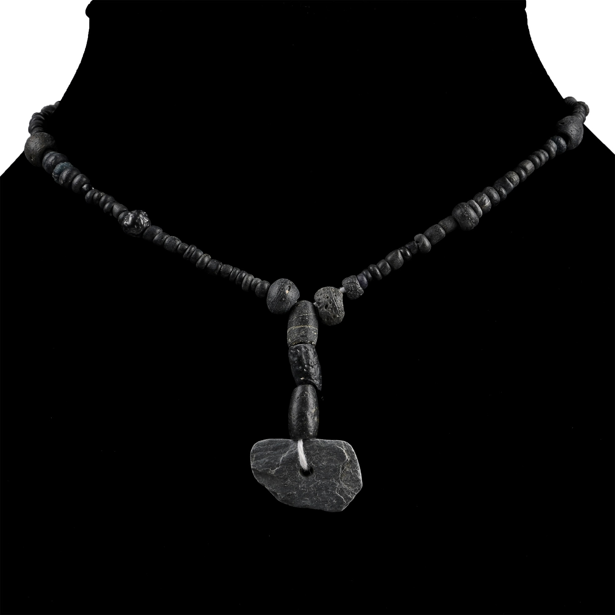 Roman and Other Black Glass Bead Necklace String