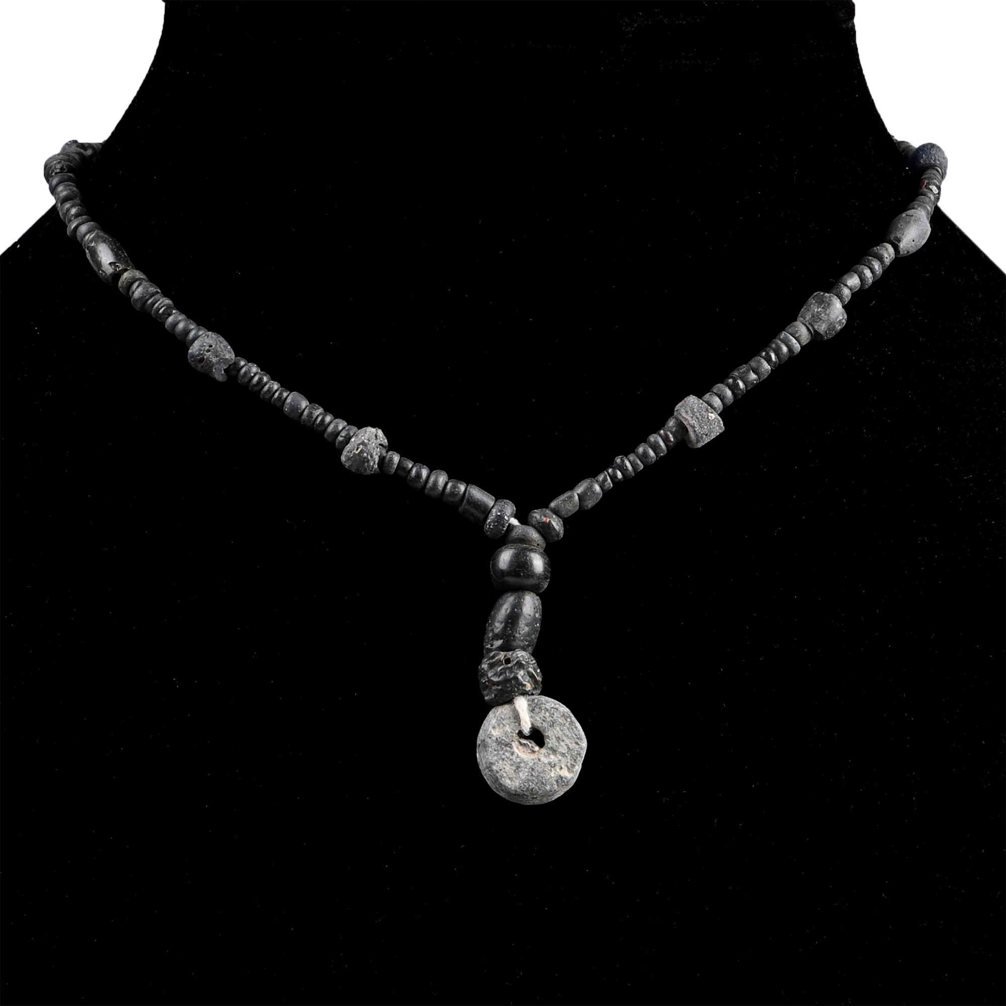 Roman and Other Black Glass Bead Necklace String