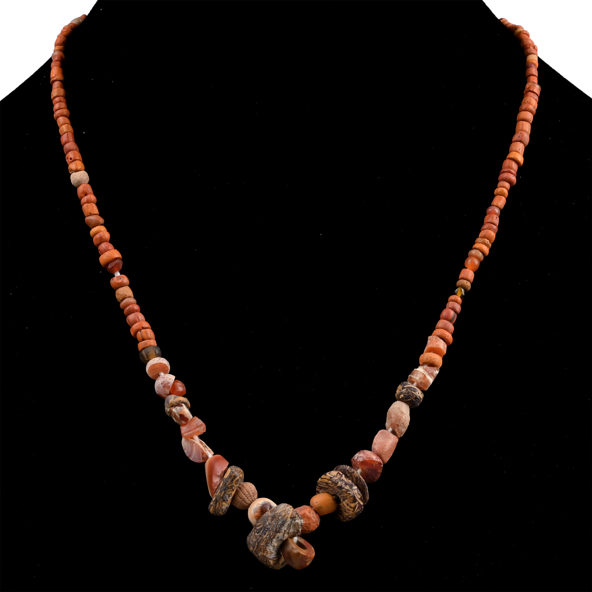 Roman and Other Coral-Coloured Glass Bead Necklace String