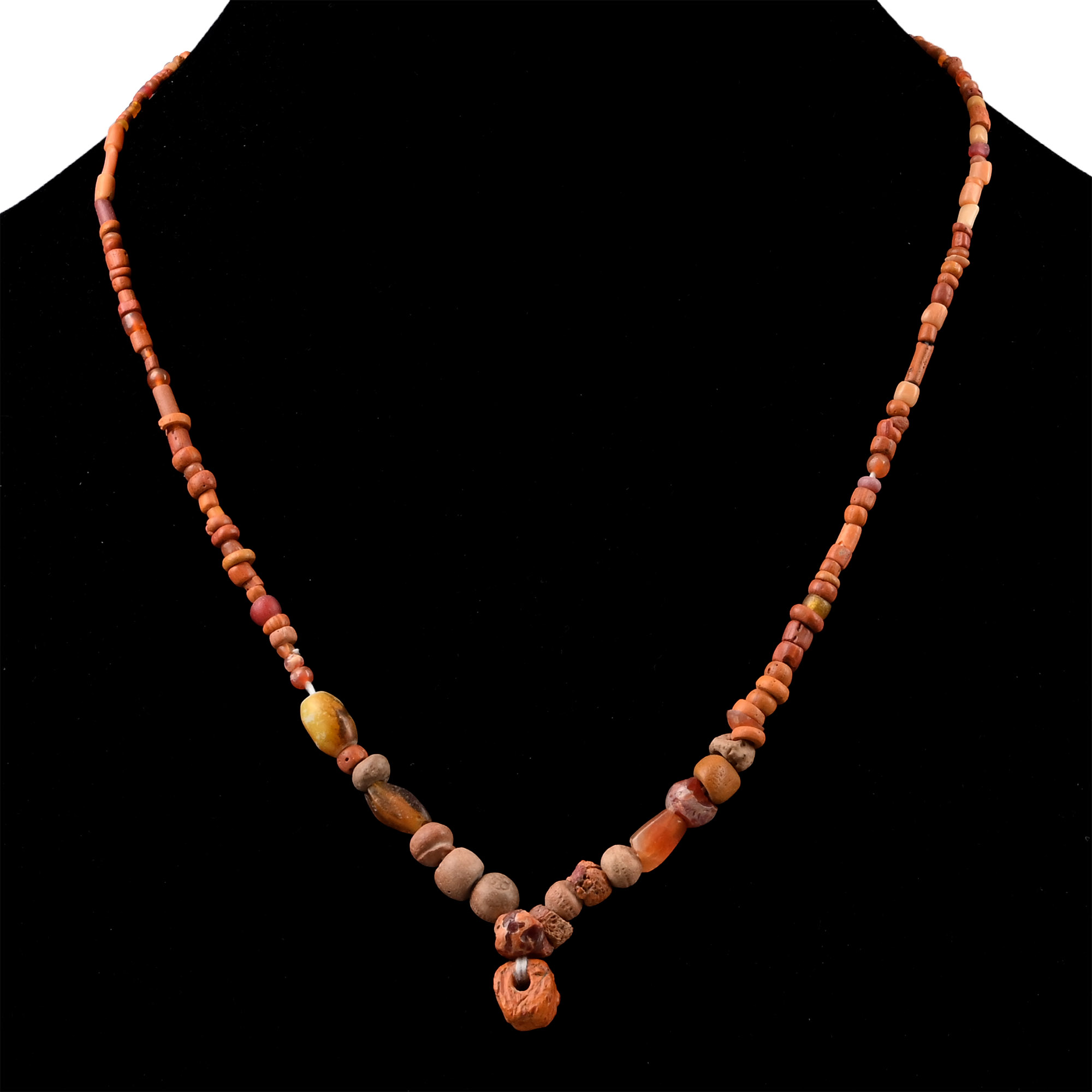 Roman and Other Coral-Coloured Glass Bead Necklace String