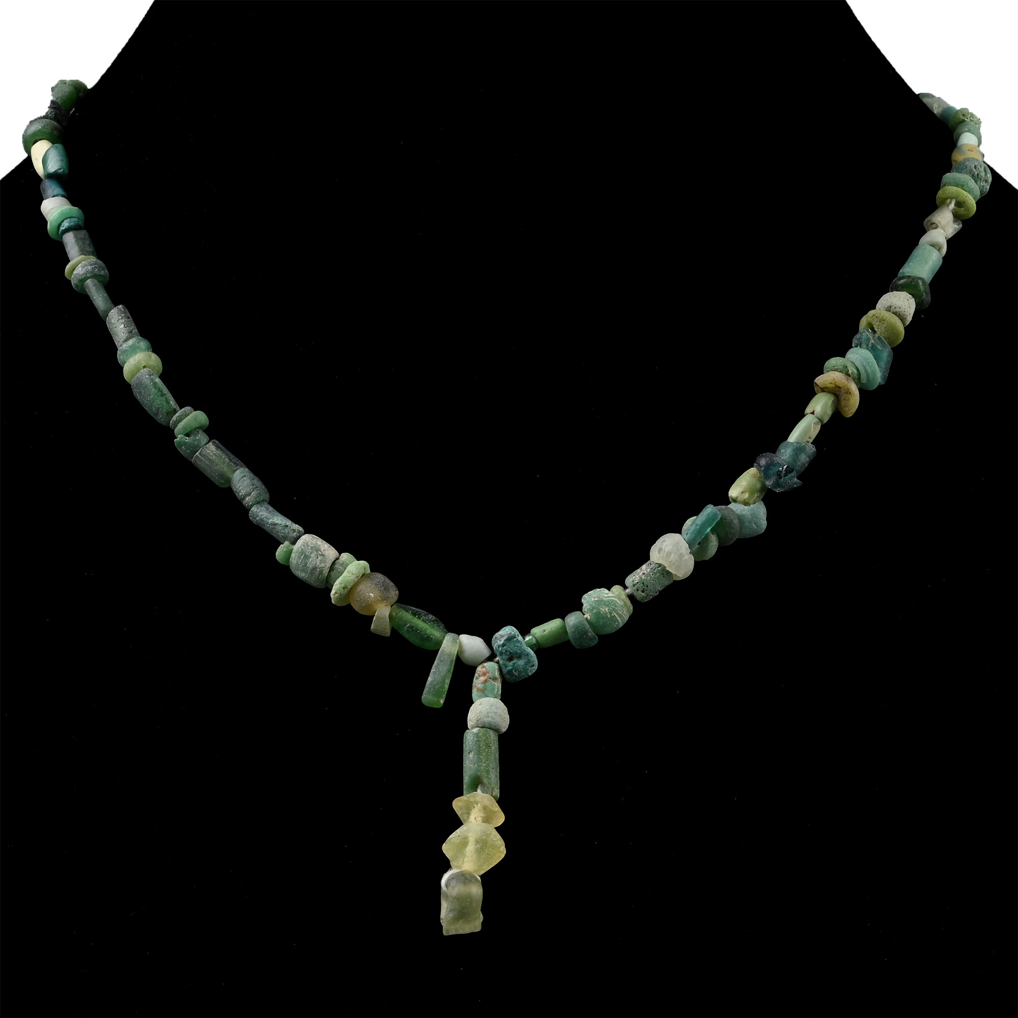 Roman and Other Green Glass Bead Necklace String