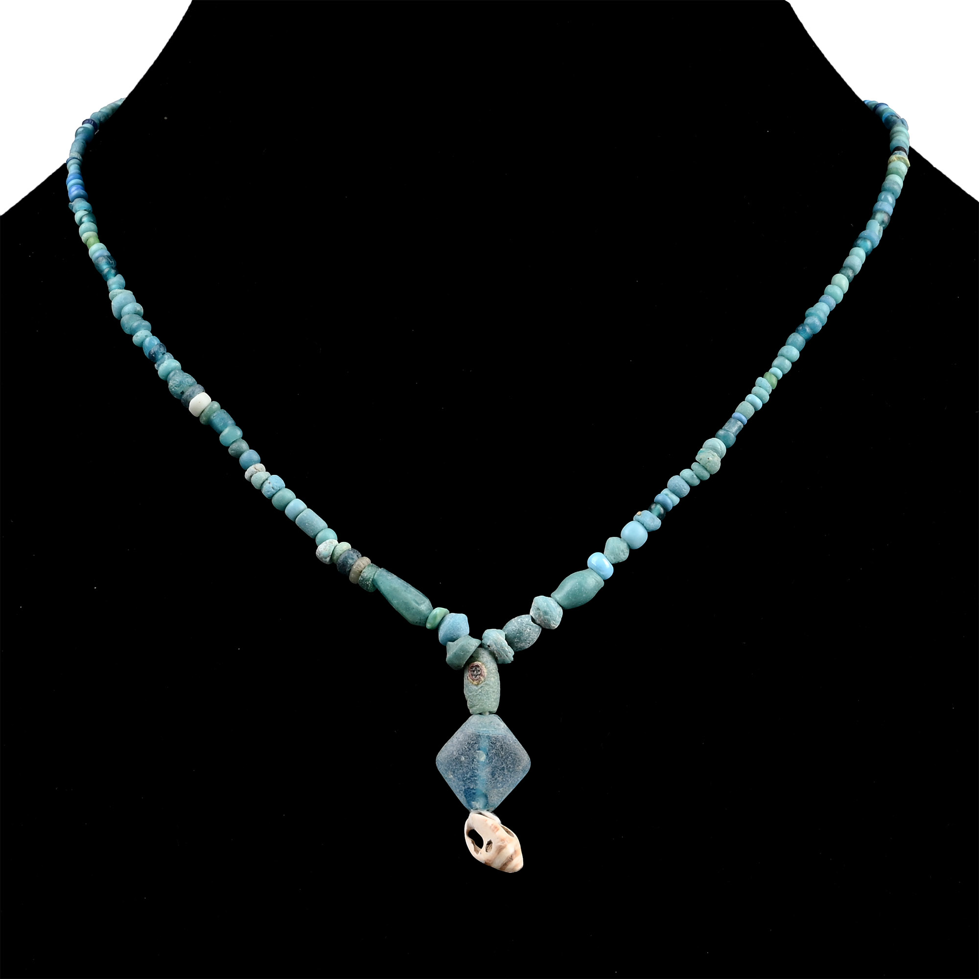 Western Asiatic and Other Pale Blue Stone and Glass Bead Necklace String