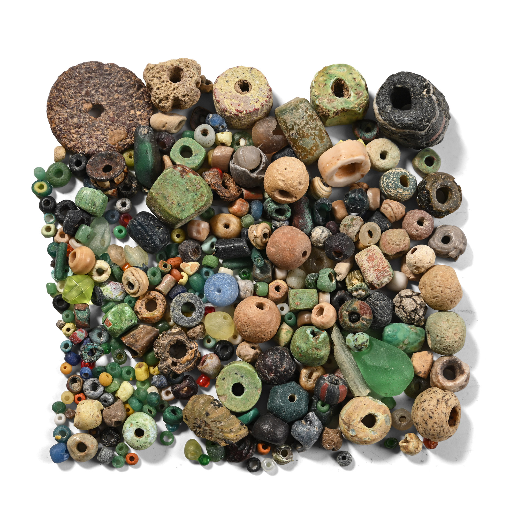 Roman and Other Mixed Stone and Glass Necklace Bead Group
