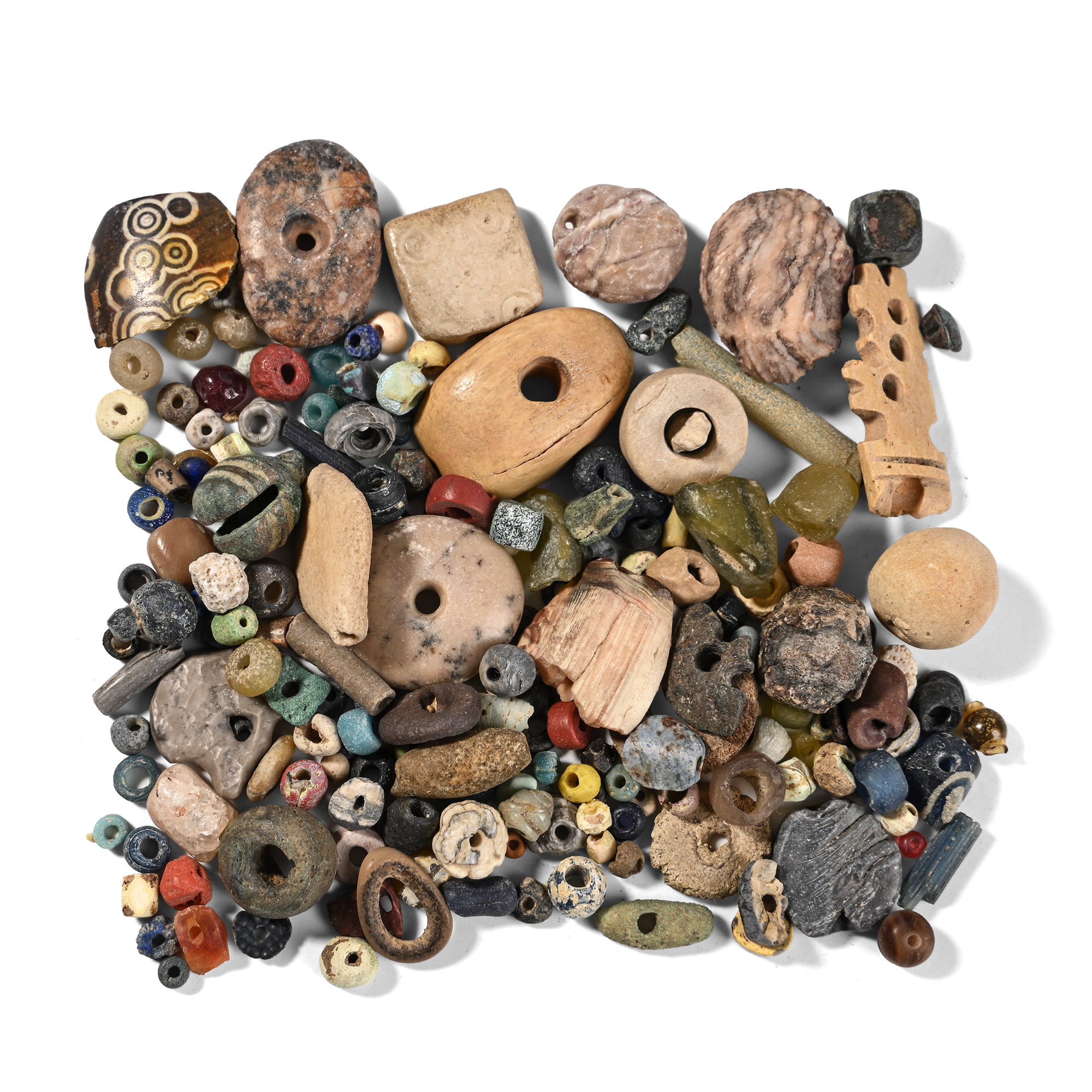 Roman and Other Mixed Stone and Glass Necklace Bead Group