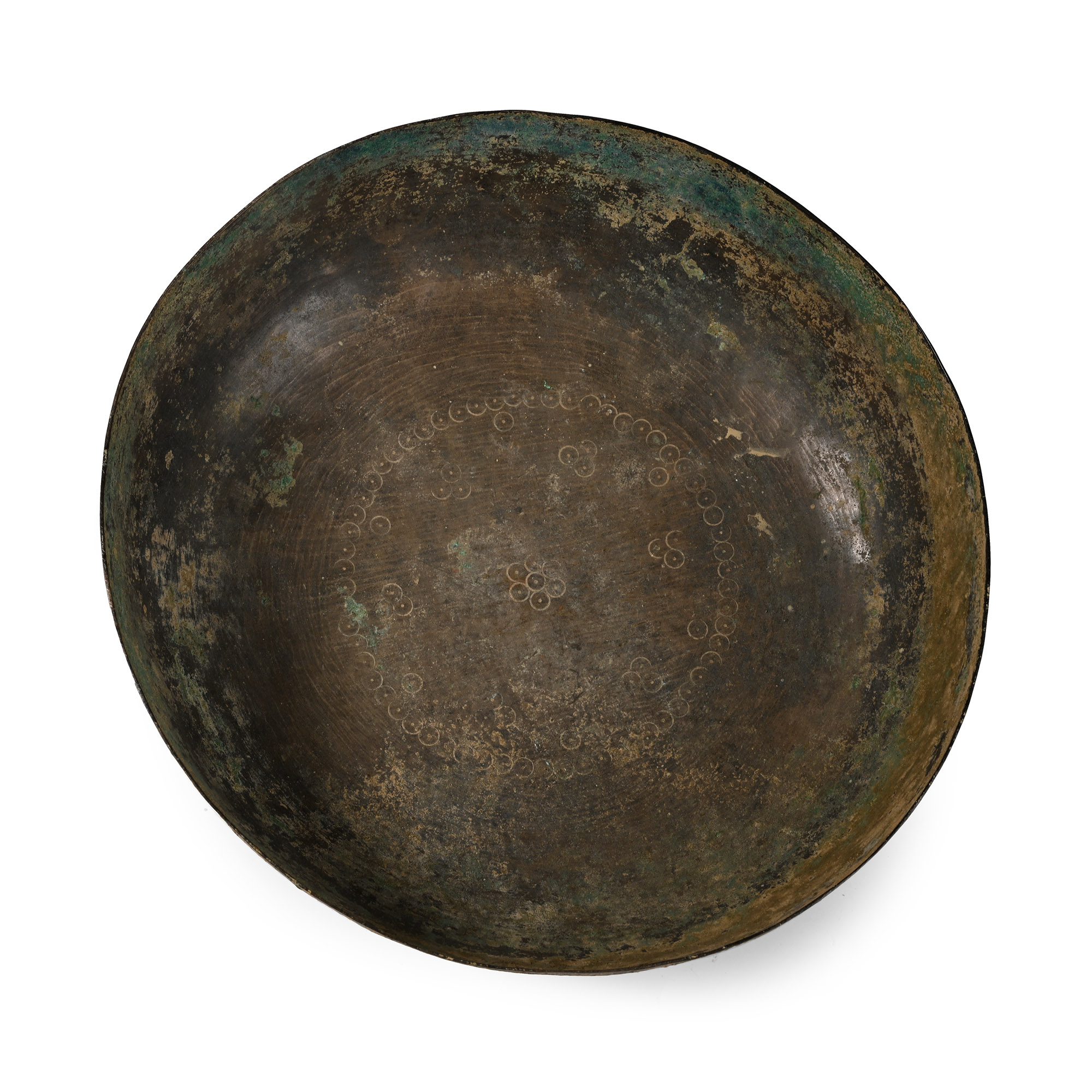 Large Qaznavid Bronze Bowl with Floral Design