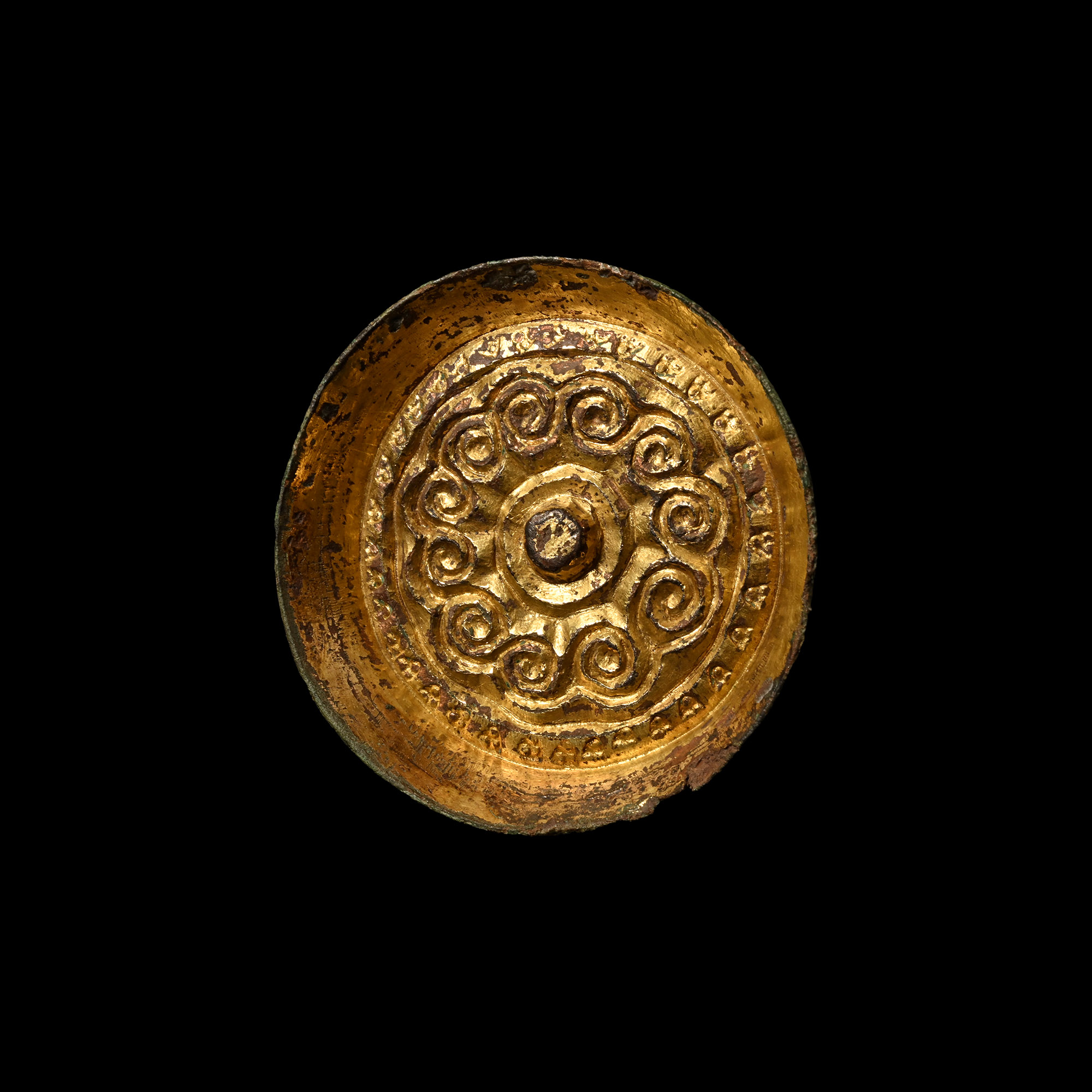 Large Anglo-Saxon Gilt Bronze 'Eleven Running Spirals' Saucer Brooch