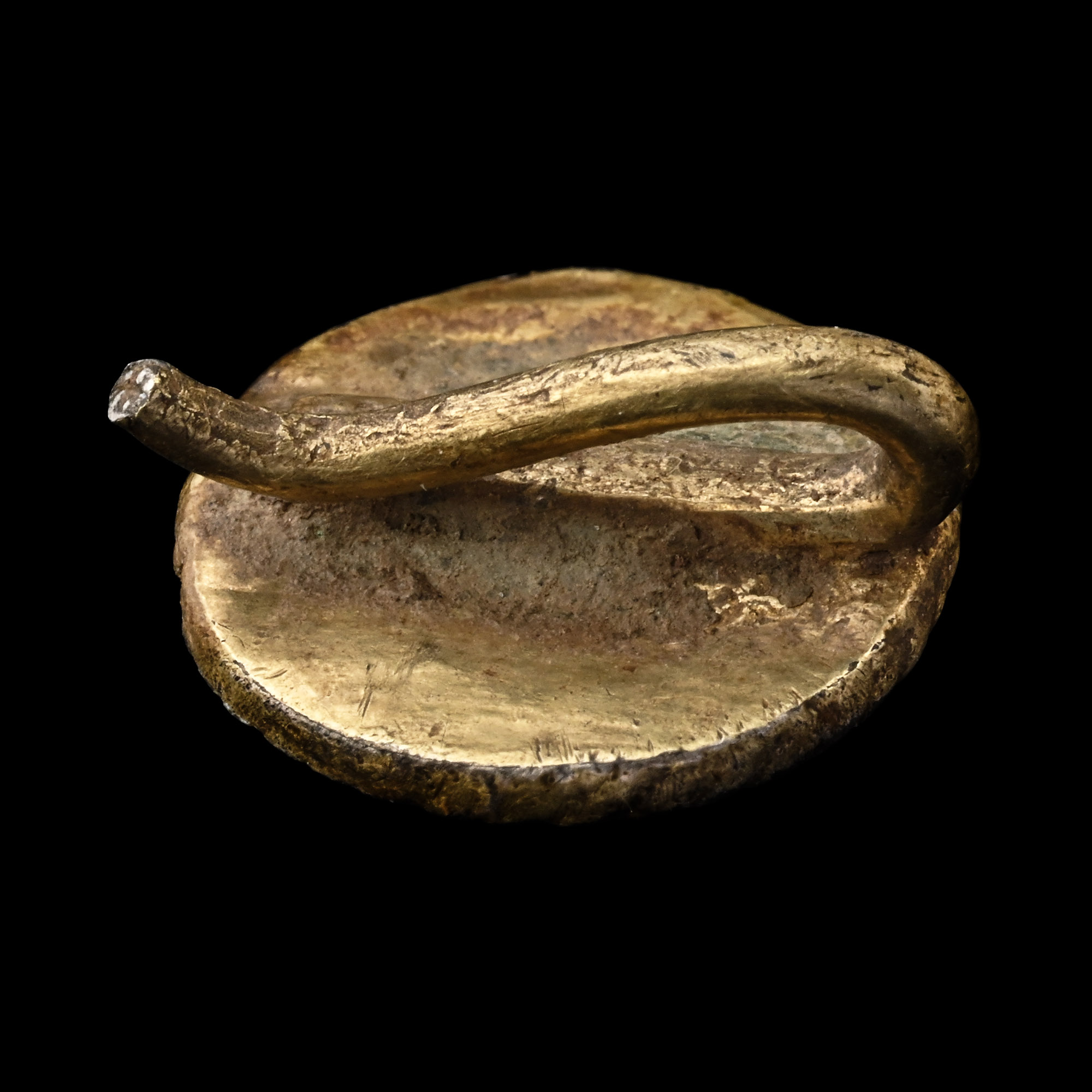 Medieval Silver-Gilt Hat Pin with Mary and Child