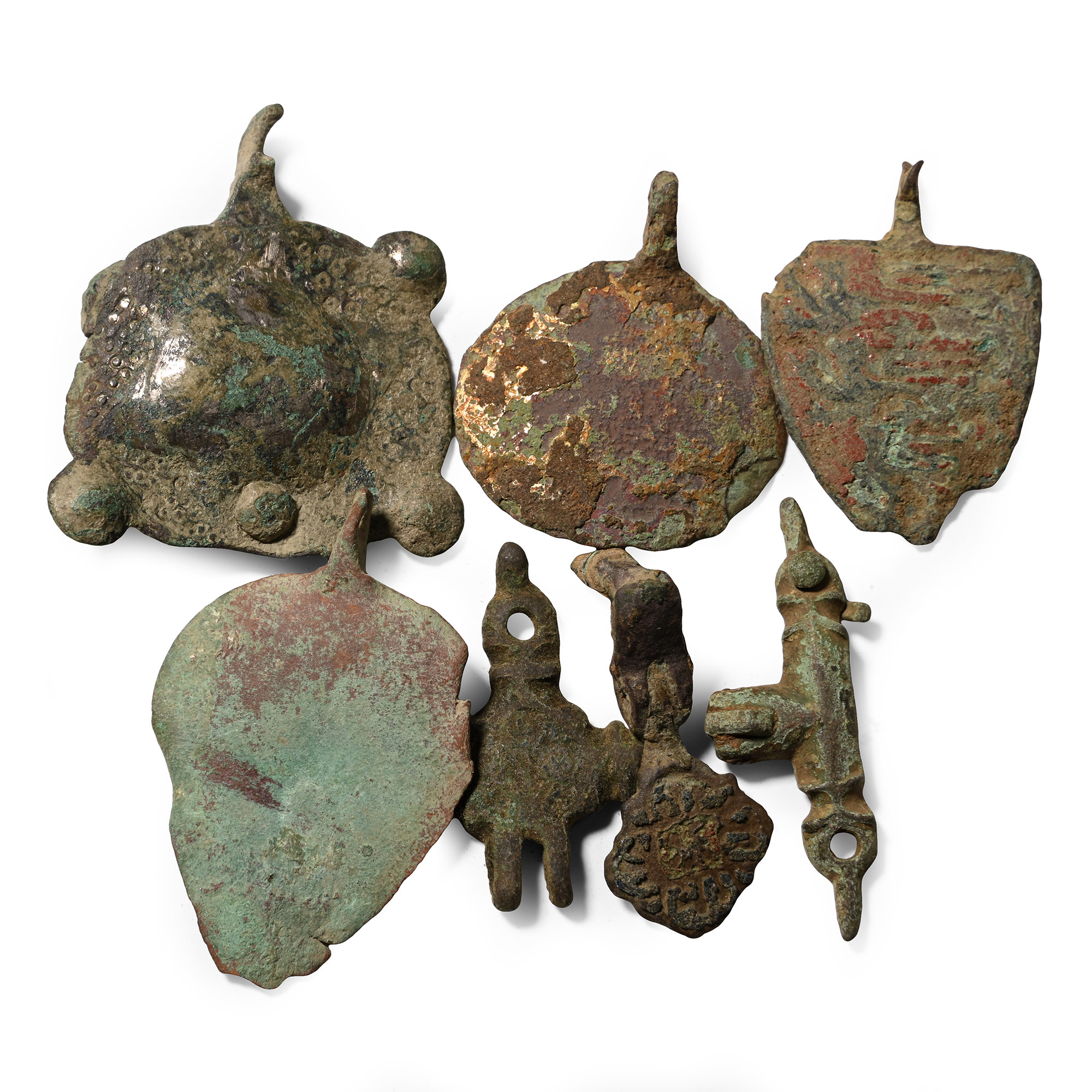 Medieval Knight's Bronze Heraldic Horse Harness Pendant and Hanger Group