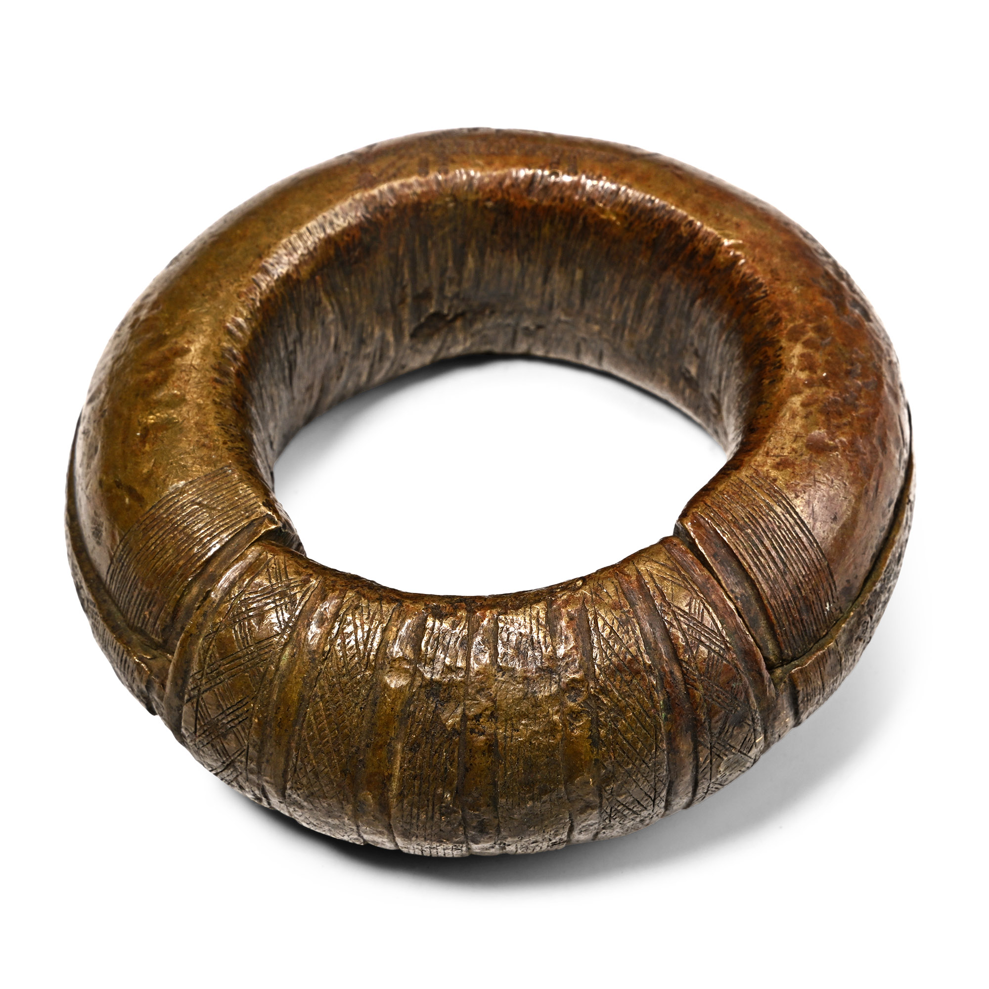 Huge African Bronze Decorated Slave Bracelet