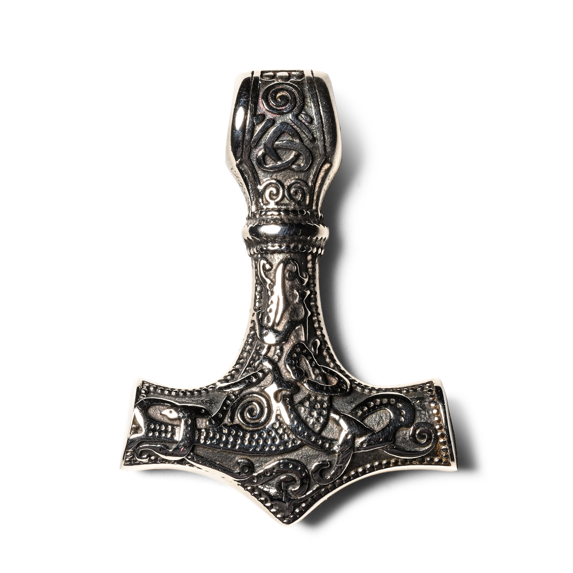 Large Polished Steel Thor's Hammer Replica Pendant
