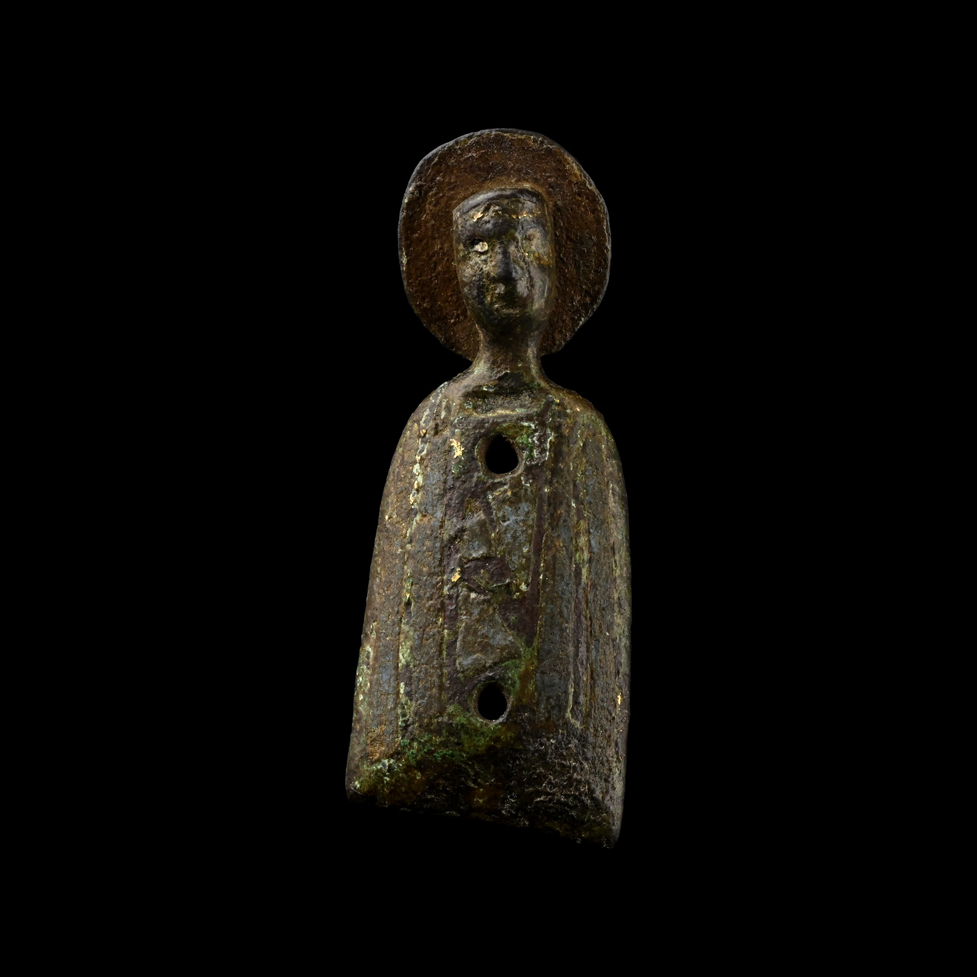 Medieval Enamelled Bronze Limoge Figure of a Saint