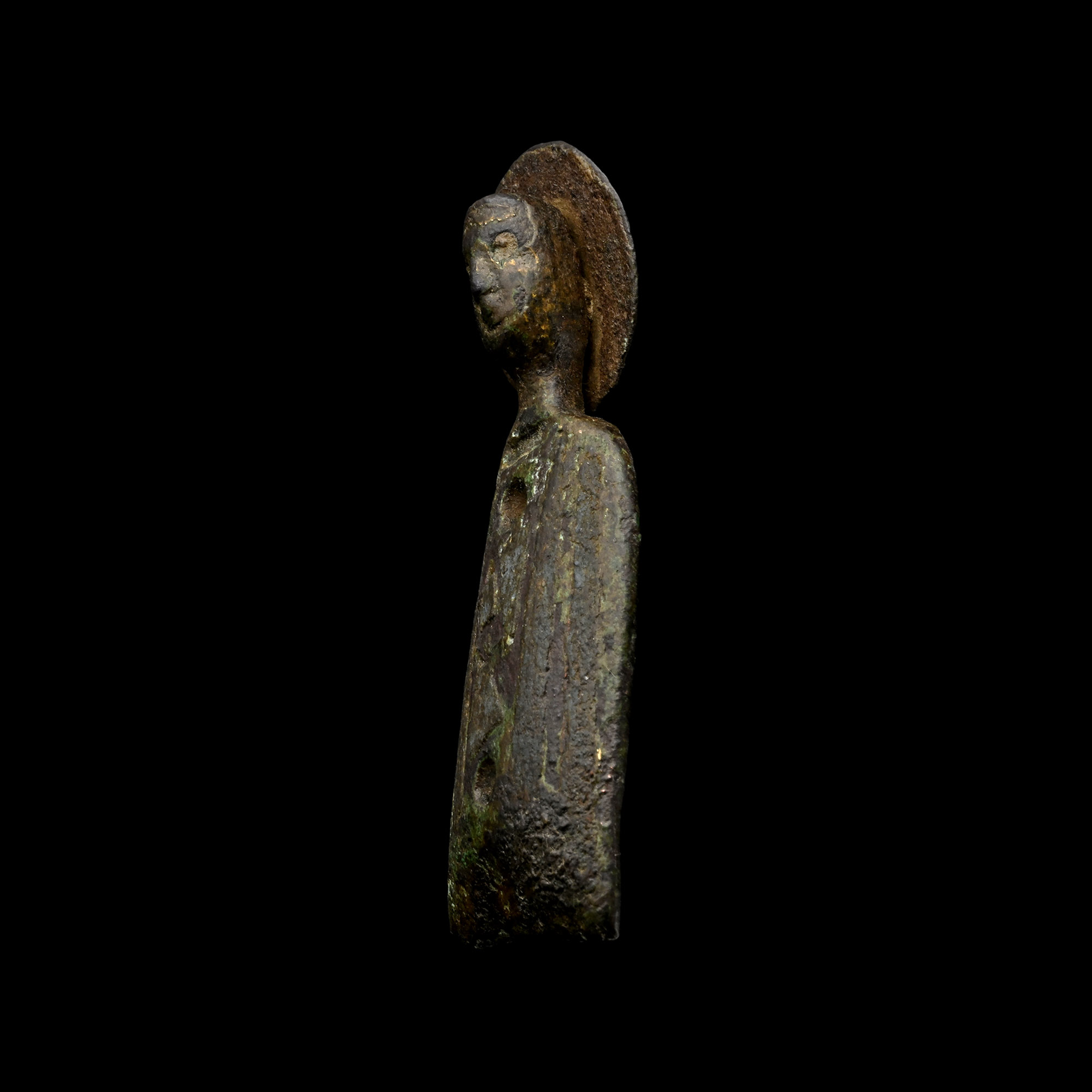 Medieval Enamelled Bronze Limoge Figure of a Saint