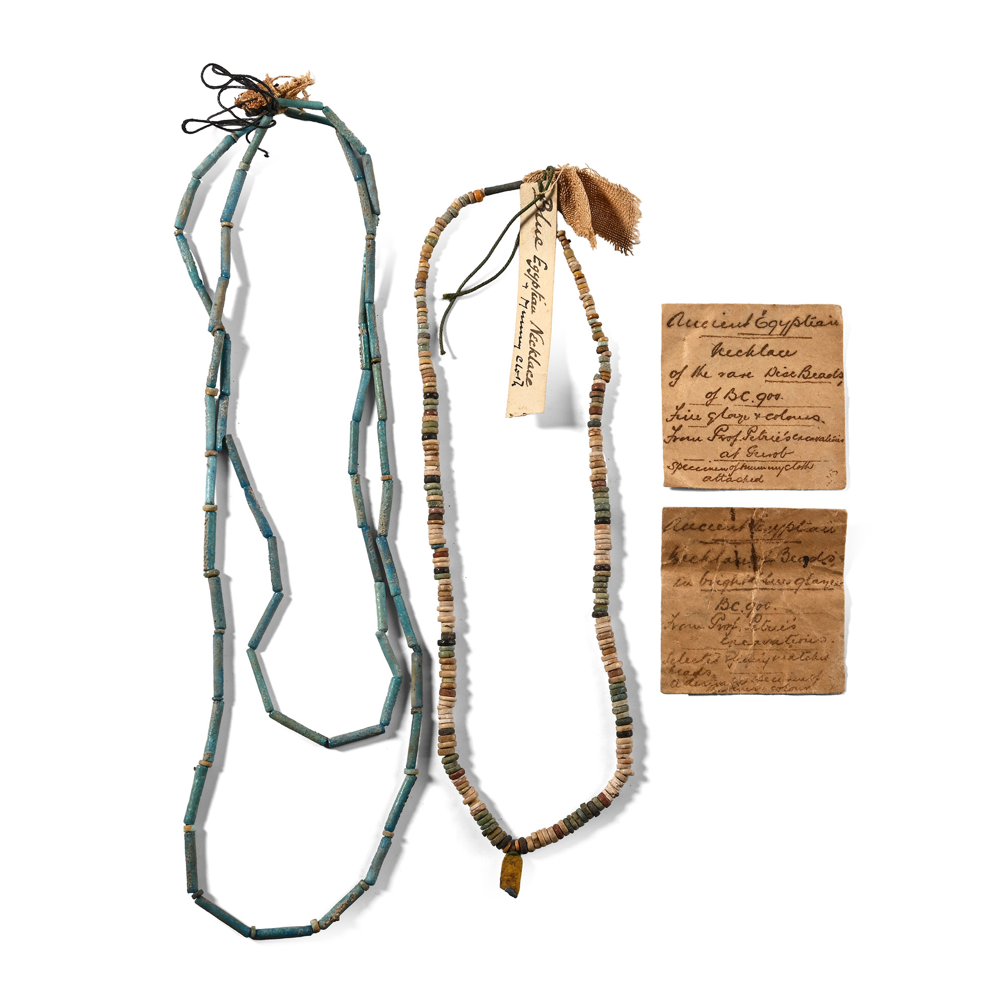 Egyptian Disc Necklace Beads and Mummy Cloth