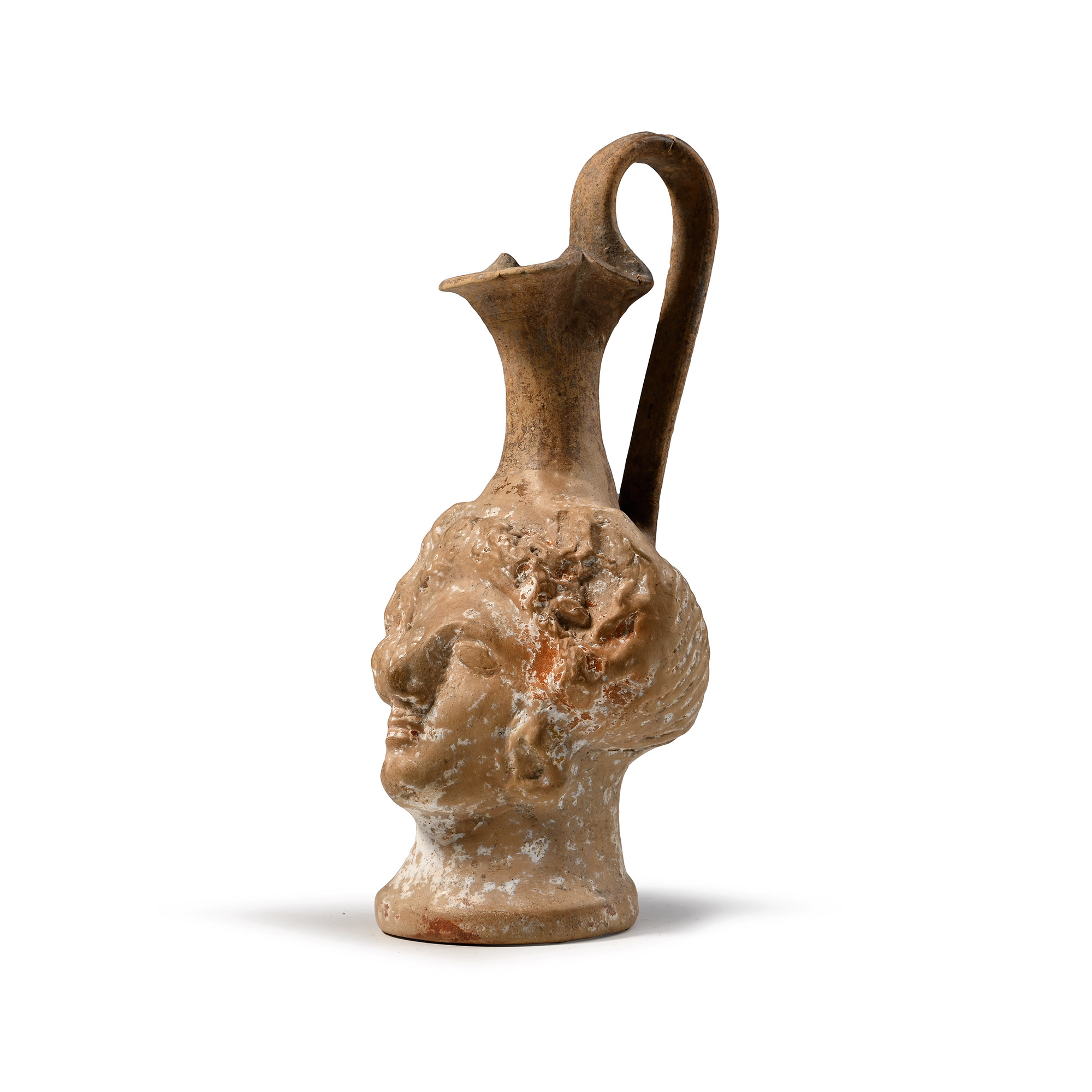 Greek Terracotta Figural Oinochoe