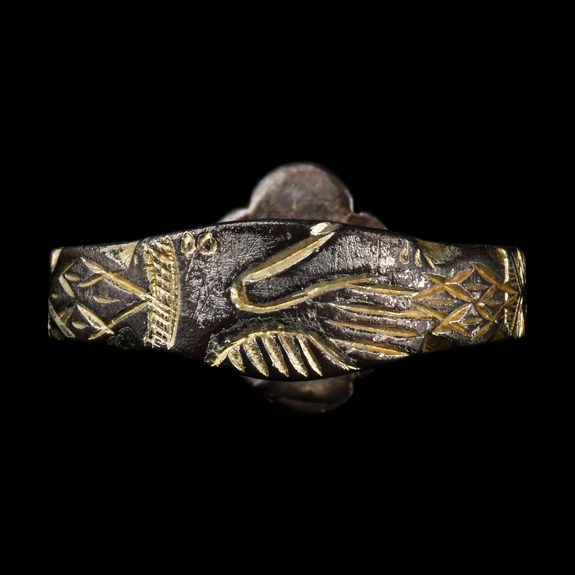 Medieval Silver-Gilt 'Clasped Hands' Ring with Flower