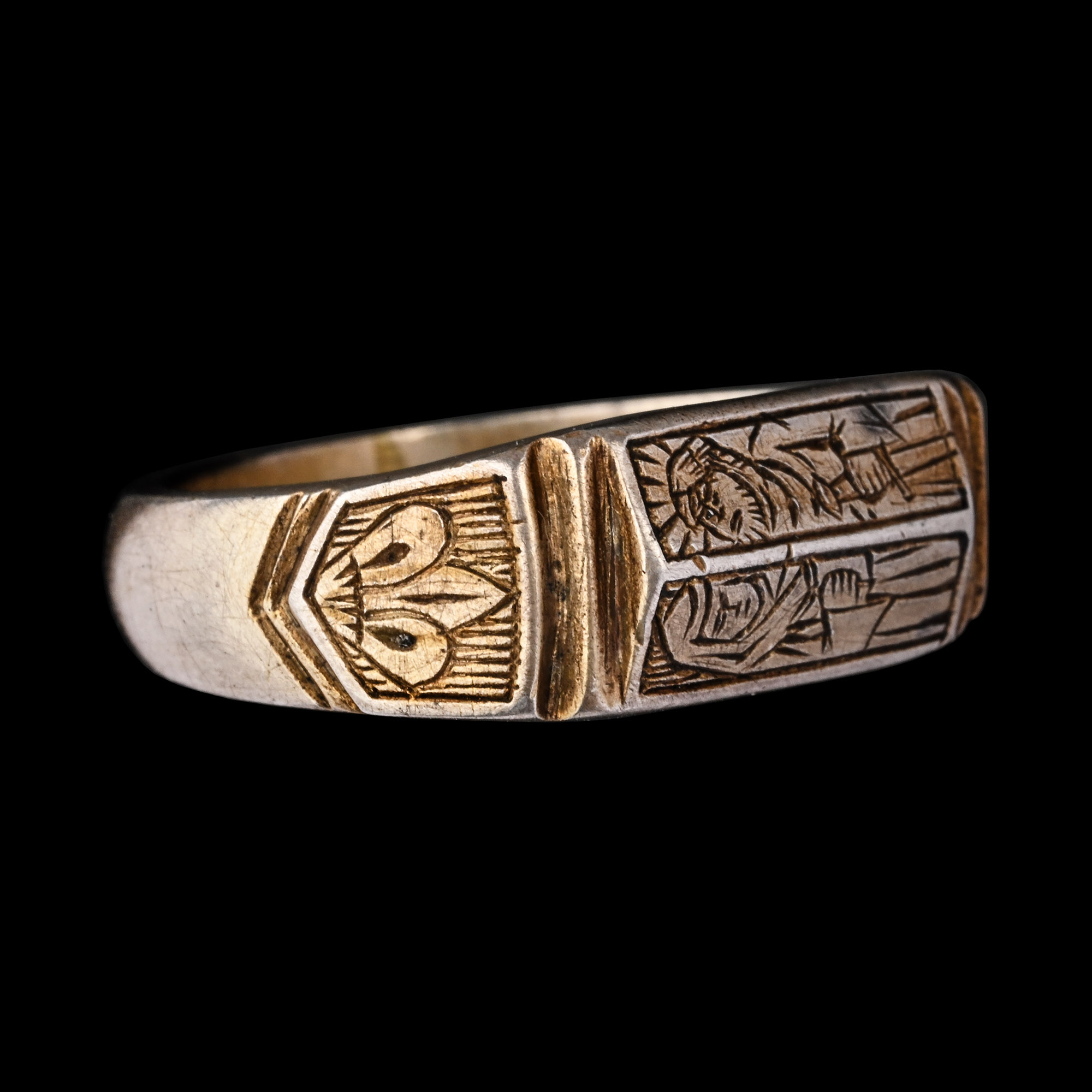Medieval Silver-Gilt Iconographic Ring