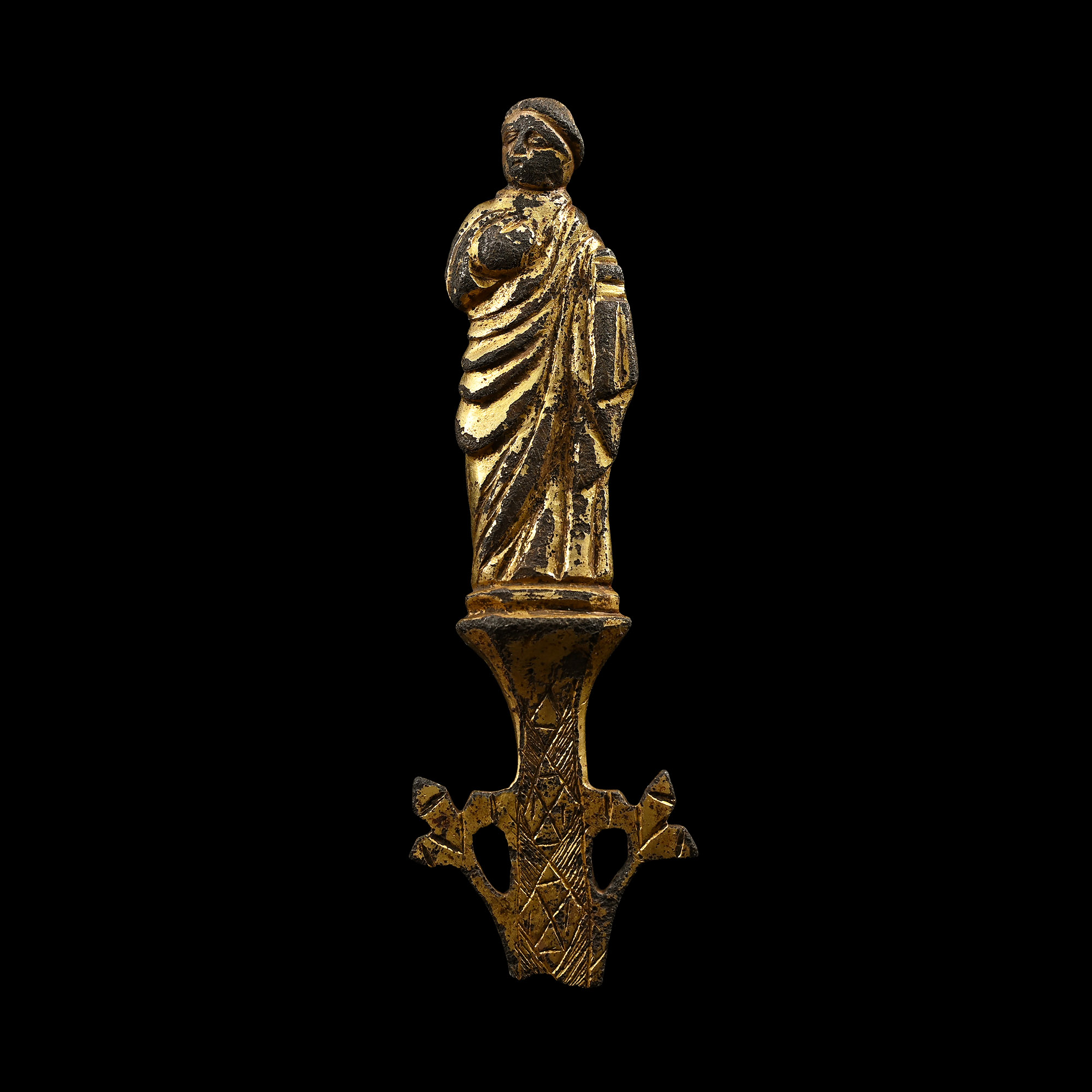 Medieval Gilt Reliquary Figure of a Saint