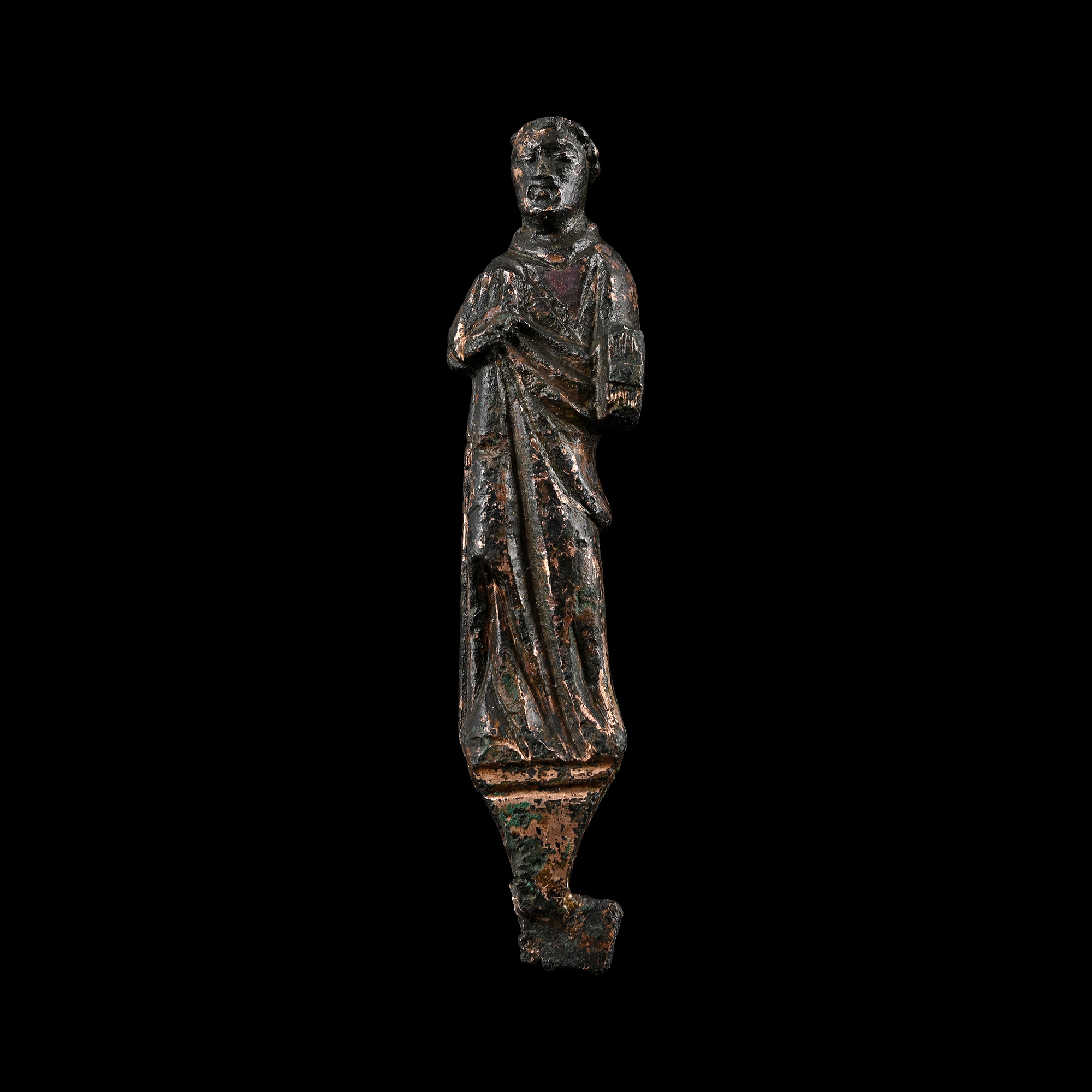 Medieval Gilt Reliquary Figure of a Saint