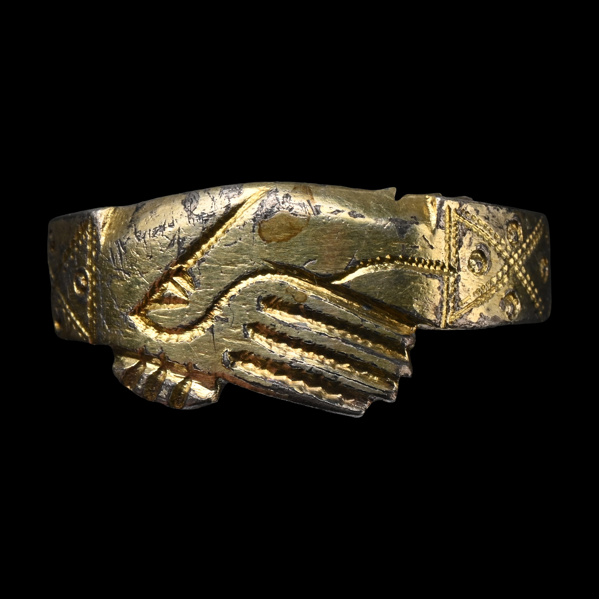 Medieval Silver-Gilt Fede Ring