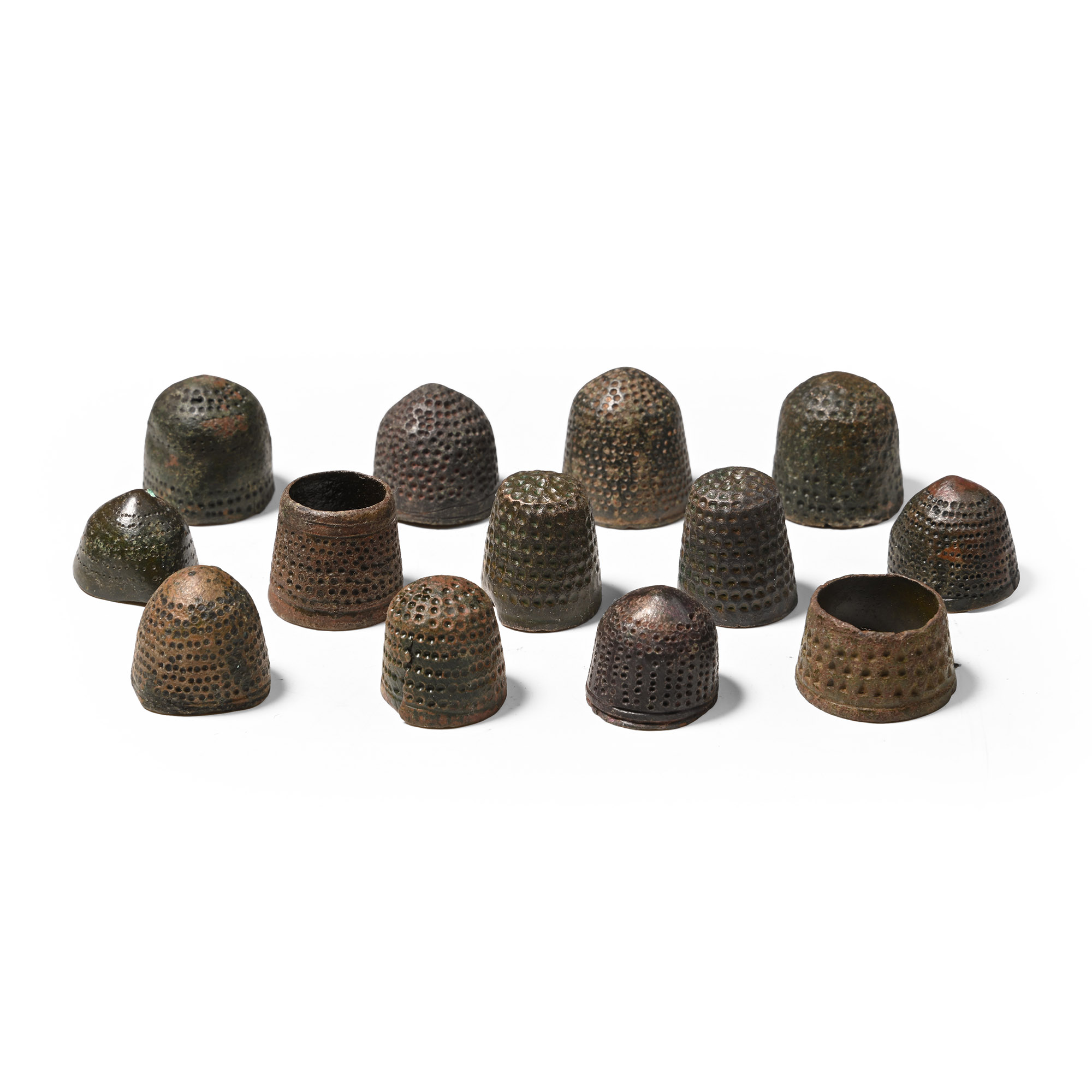 Medieval Bronze Straight and Beehive Collection of Thimbles