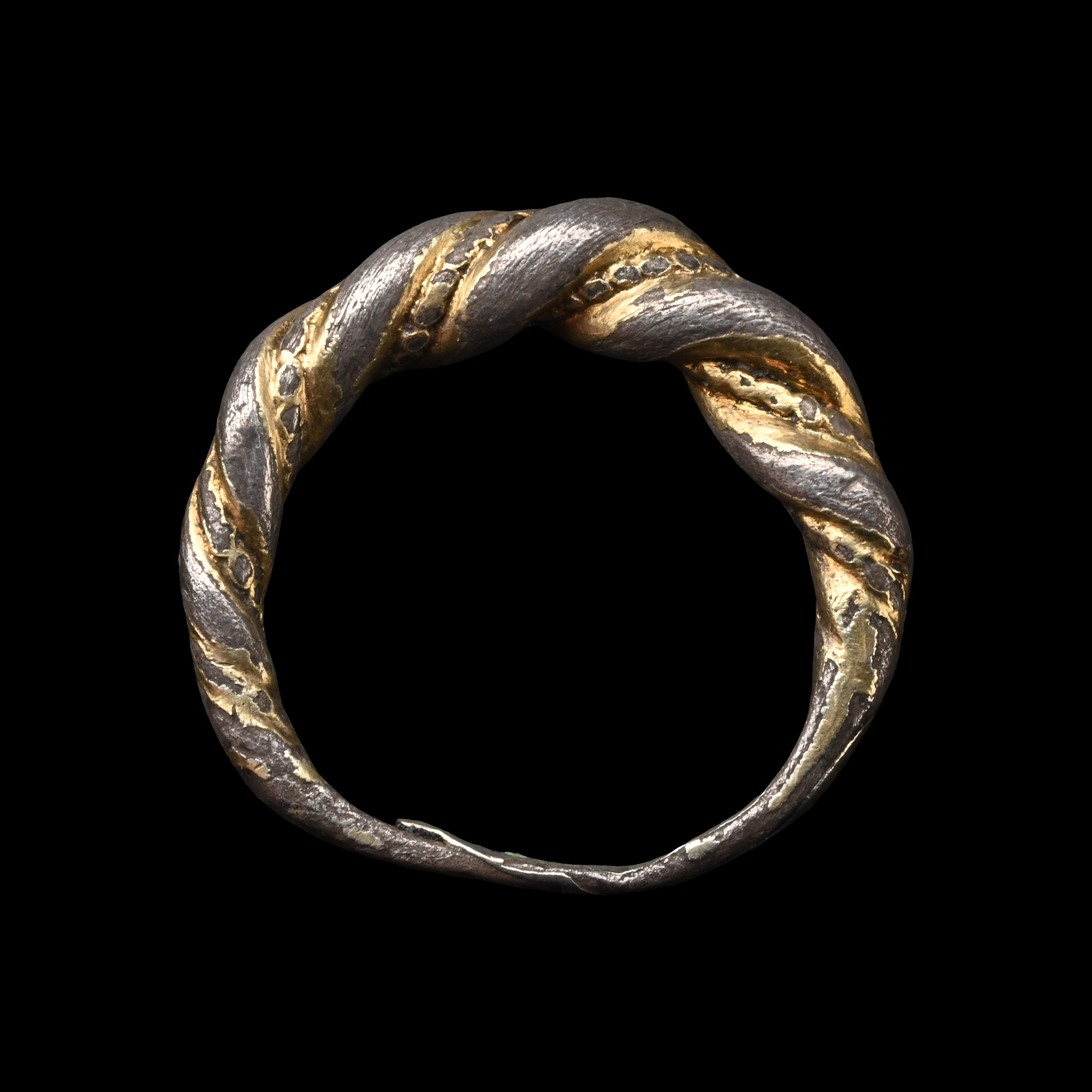 Scandinavian Viking Silver-Gilt Twisted Ring