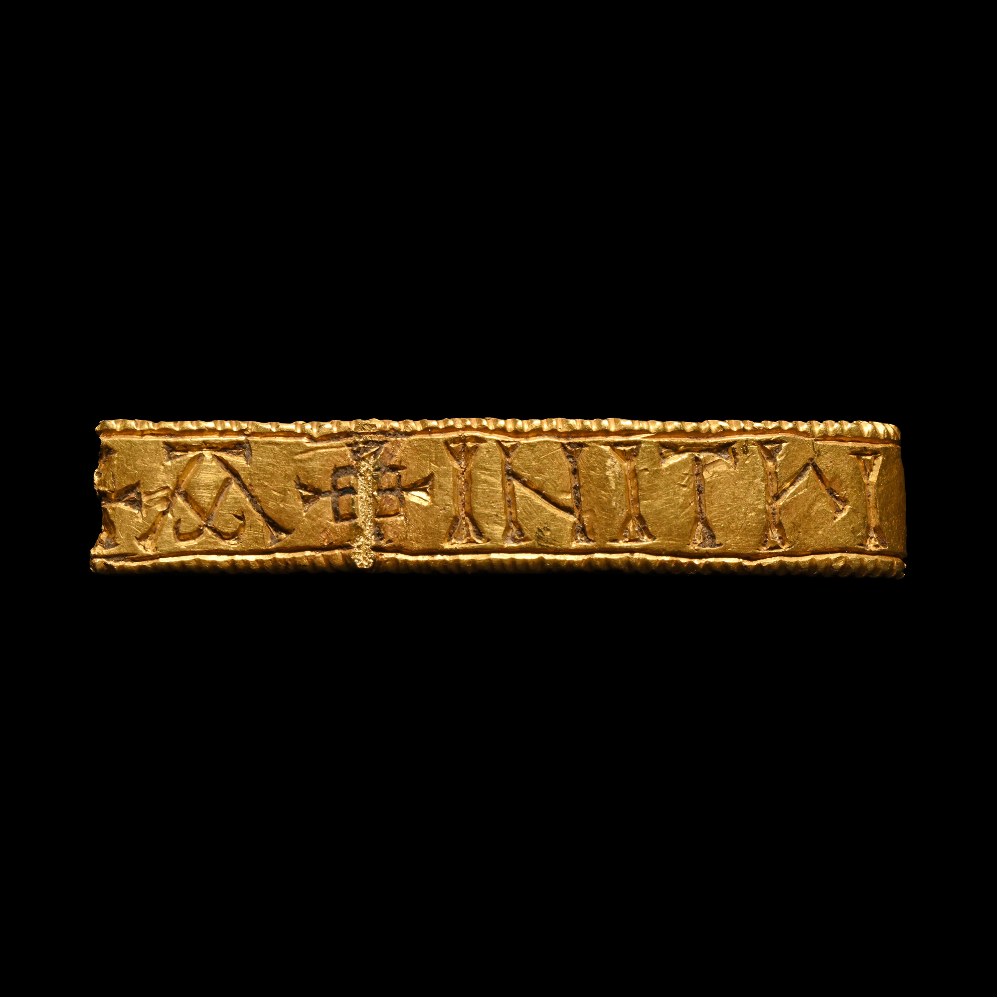 Medieval Gold Inscribed Bar Fragment