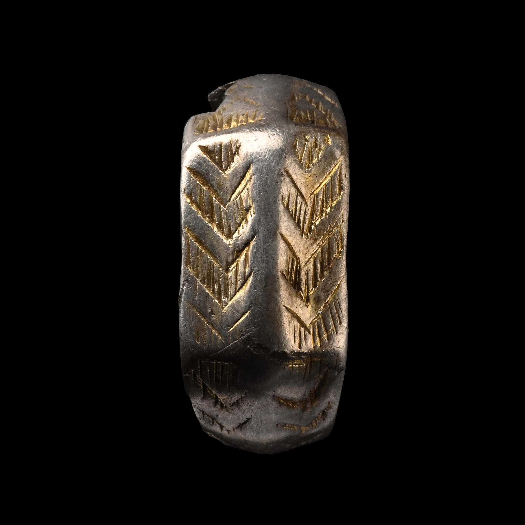 Medieval Silver-Gilt Ring with Hatching