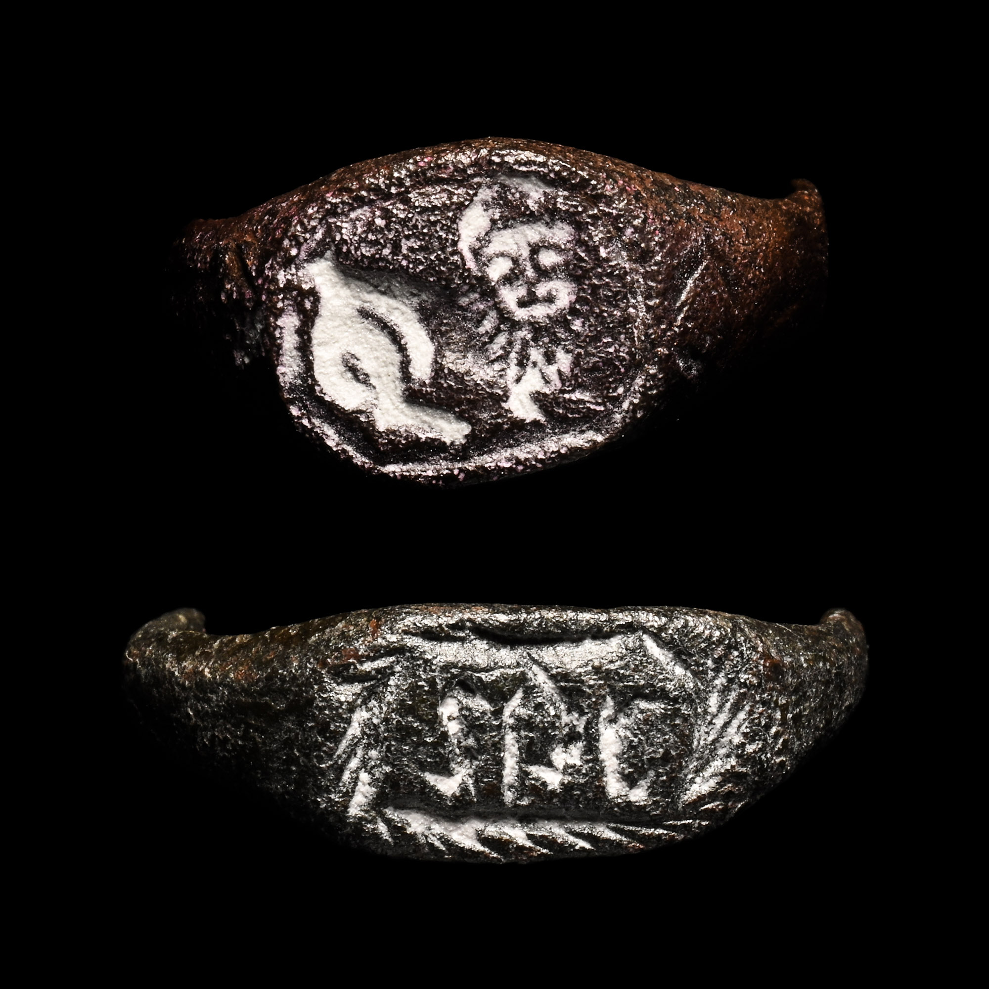 Medieval Bronze Ring Bezel Group