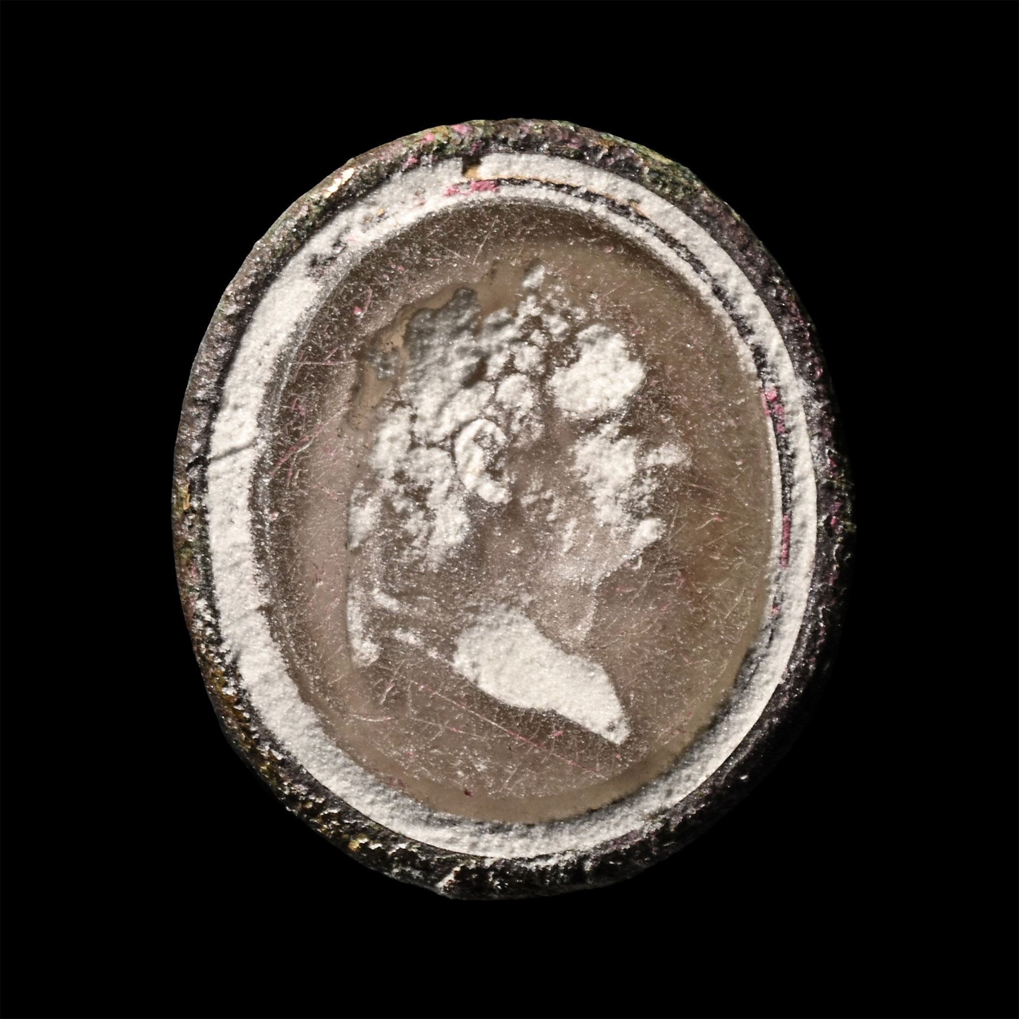 Georgian Gilt Bronze Seal Matrix Bottom with Bust