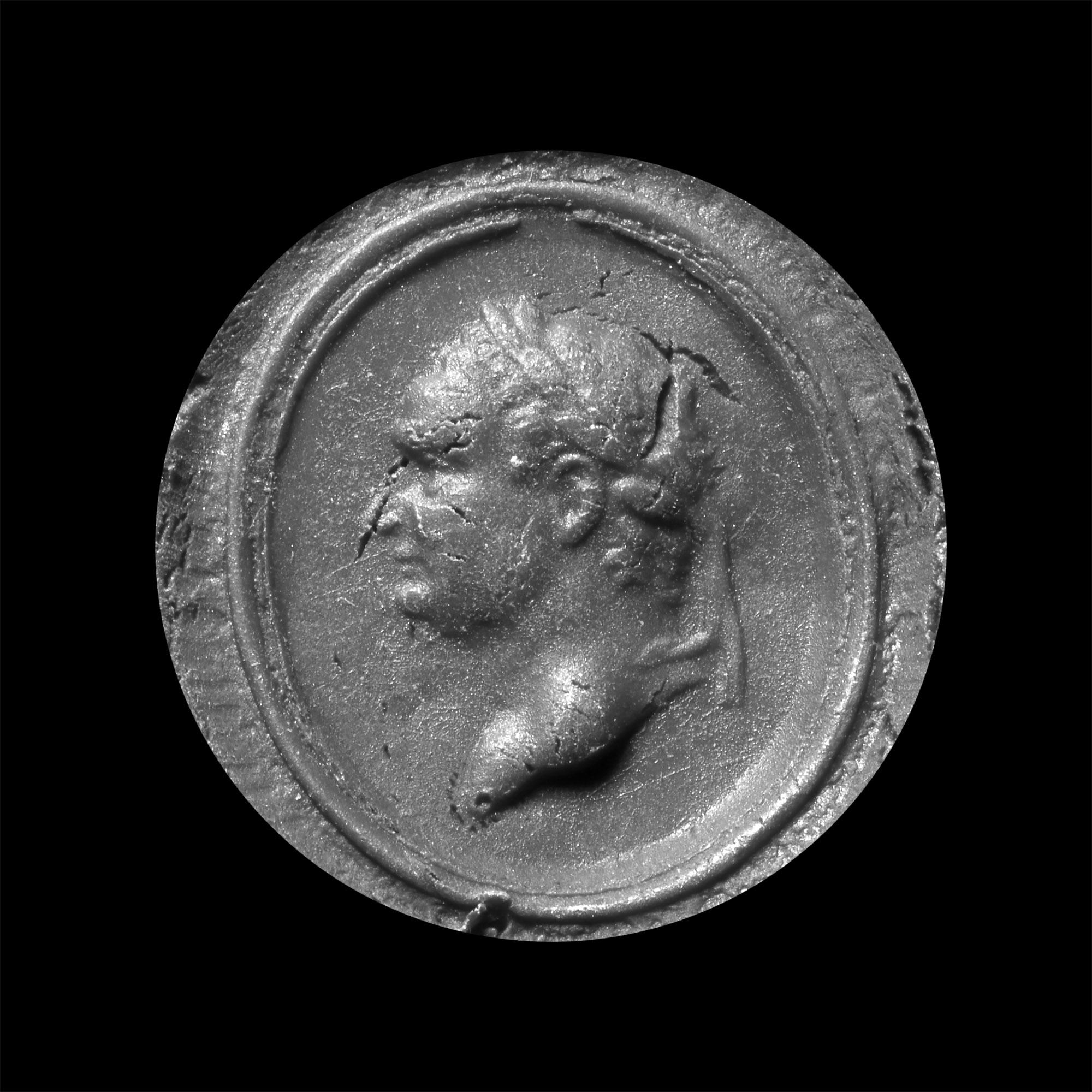 Georgian Gilt Bronze Seal Matrix Bottom with Bust