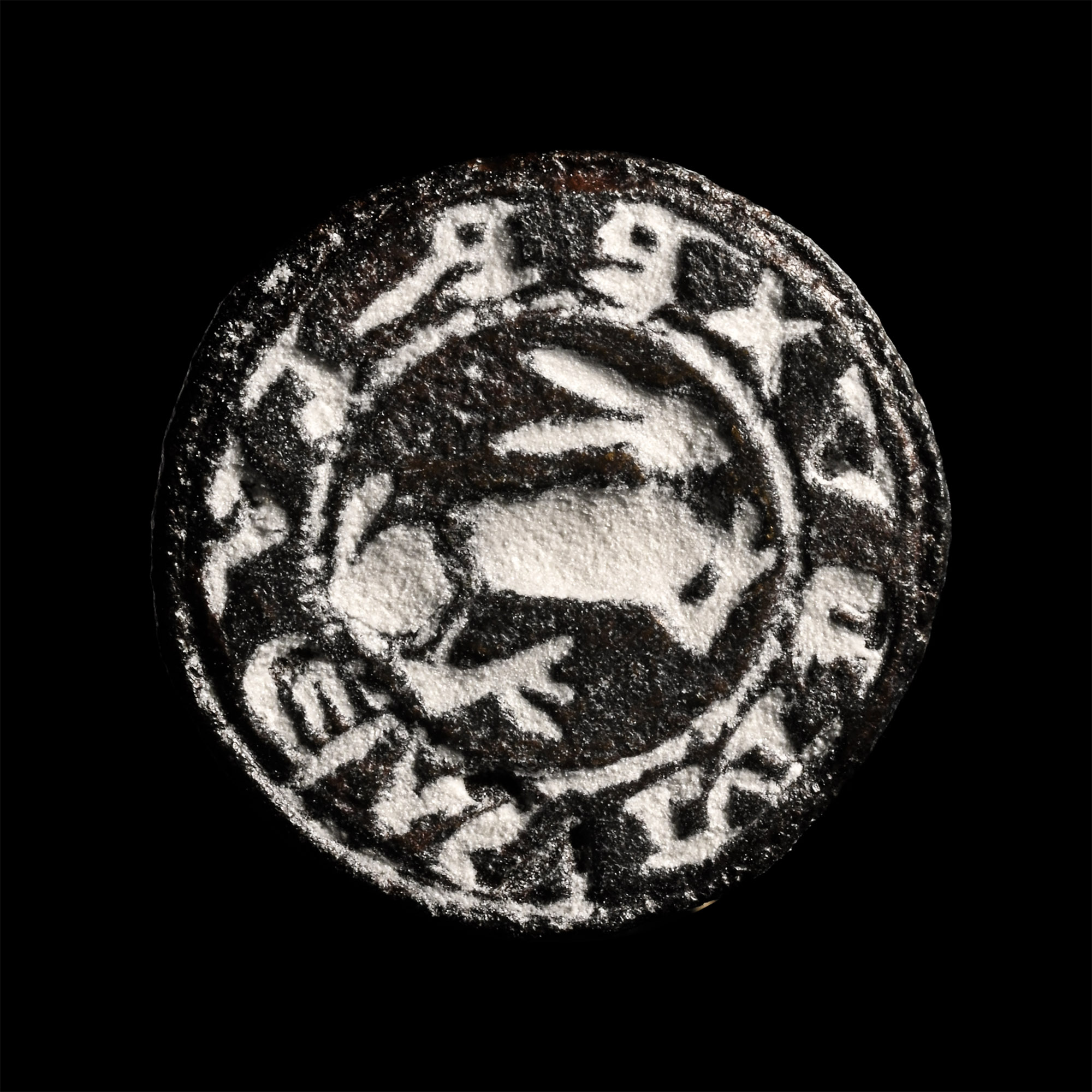 Medieval Bronze 'I Am Private' Seal Matrix with Hare Motif