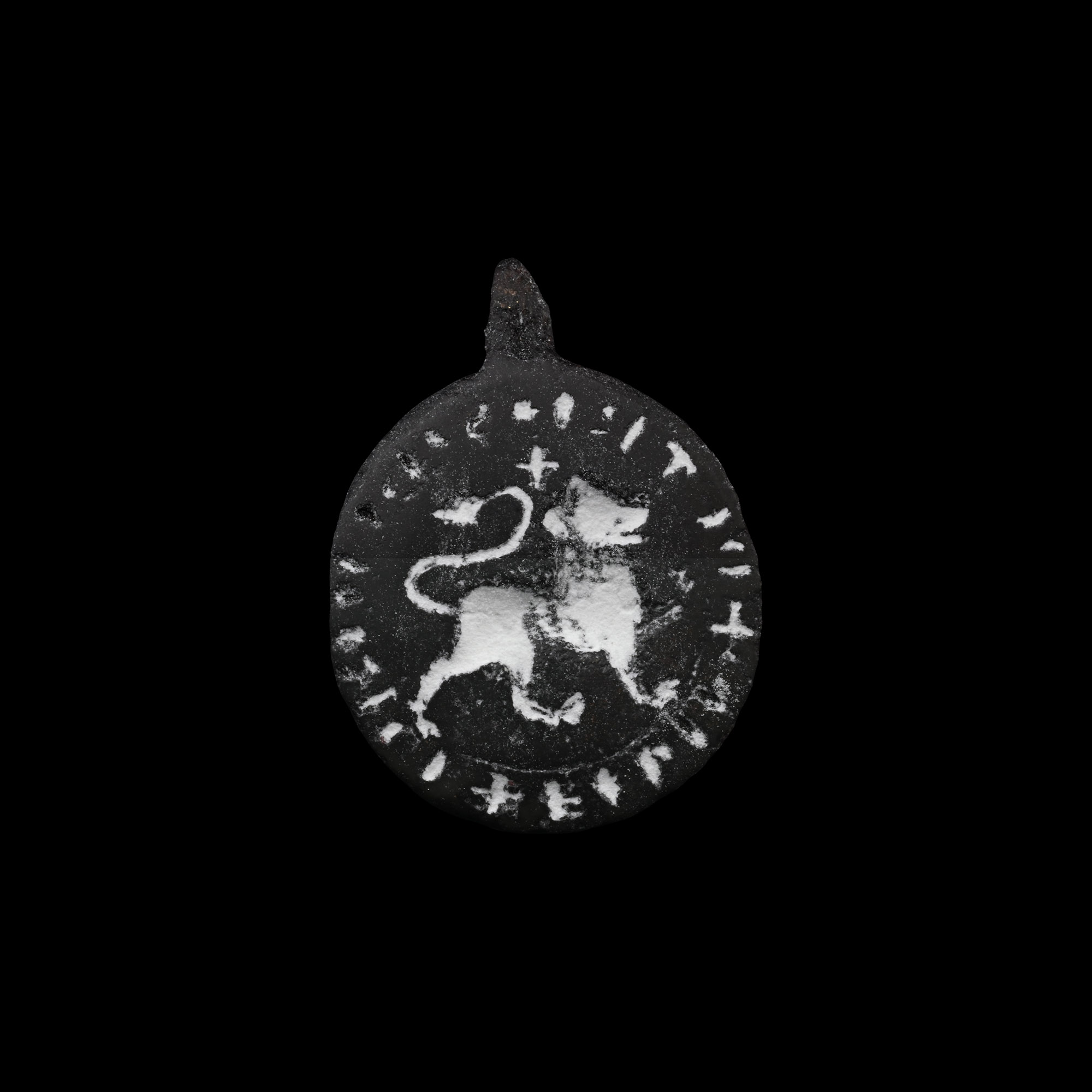 Large Medieval Bronze Seal Matrix with Lion