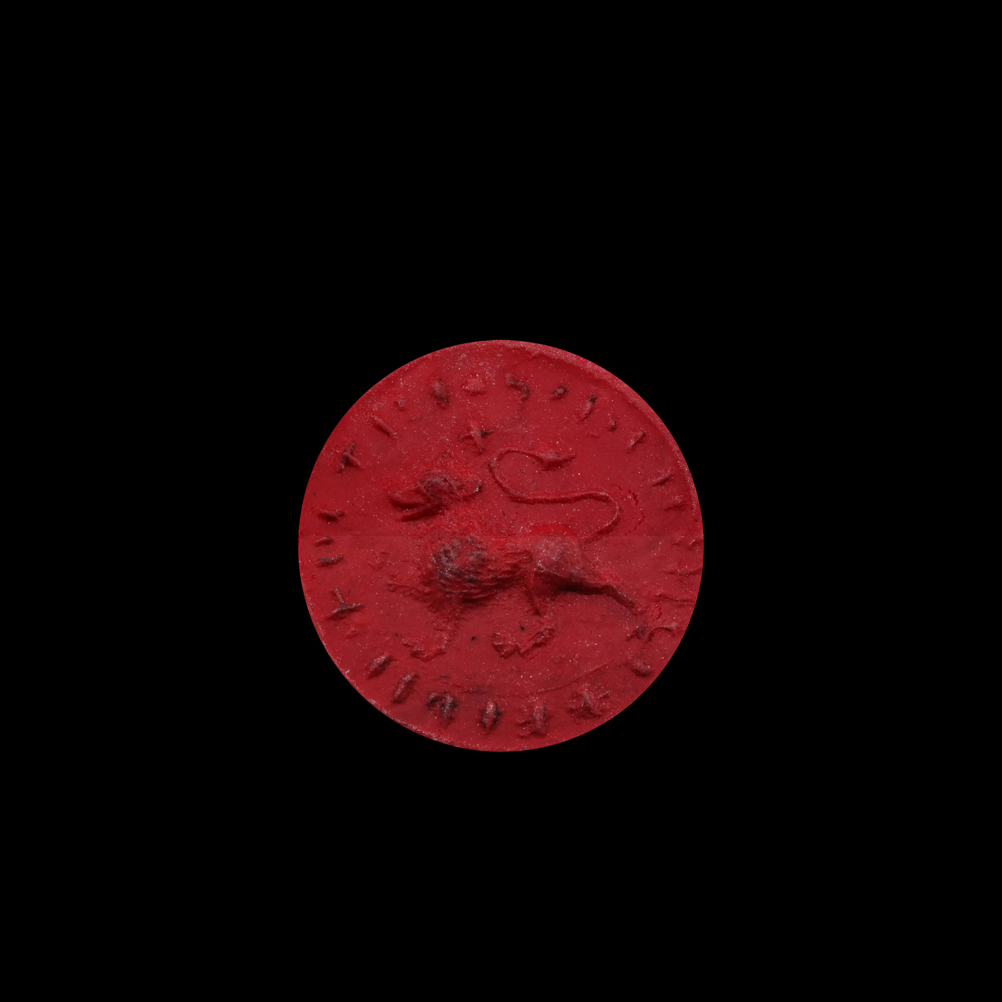 Large Medieval Bronze Seal Matrix with Lion