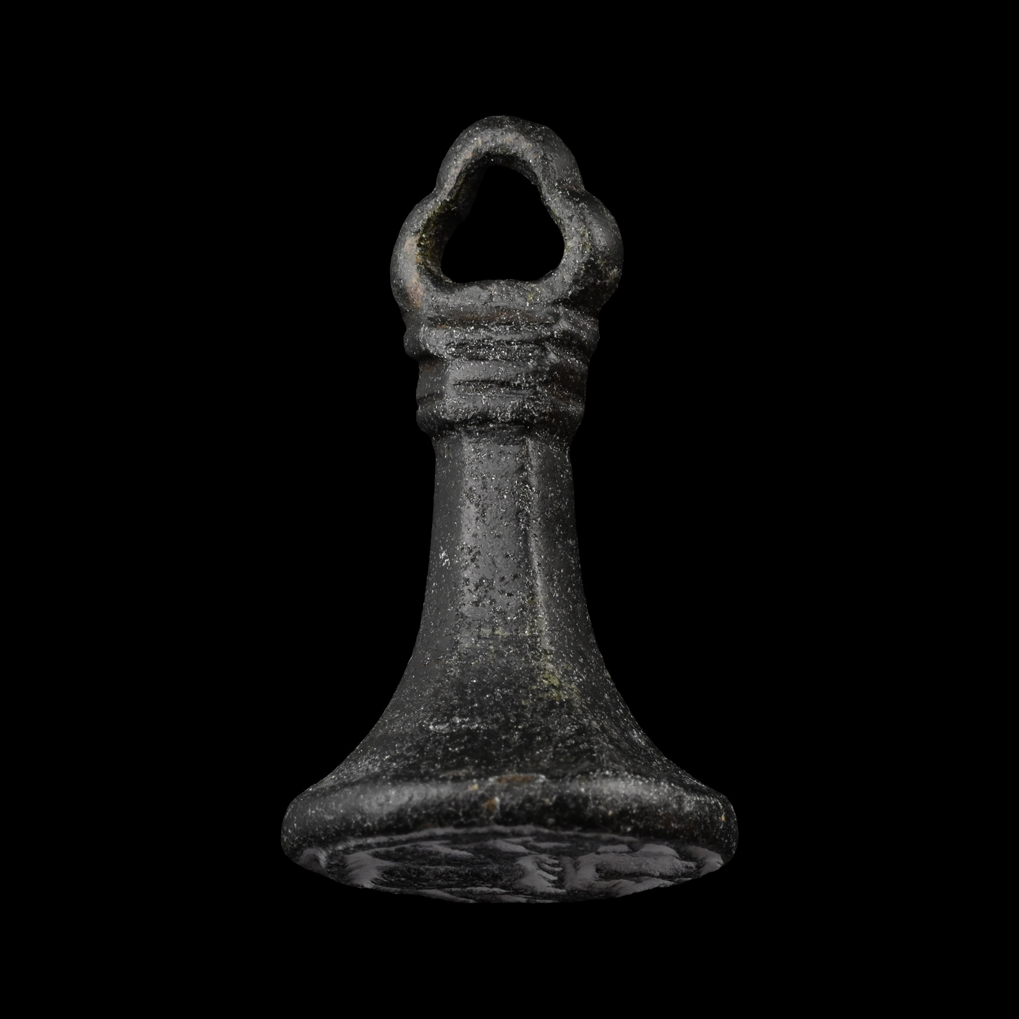 Large Medieval Bronze Seal Matrix with Crowned I
