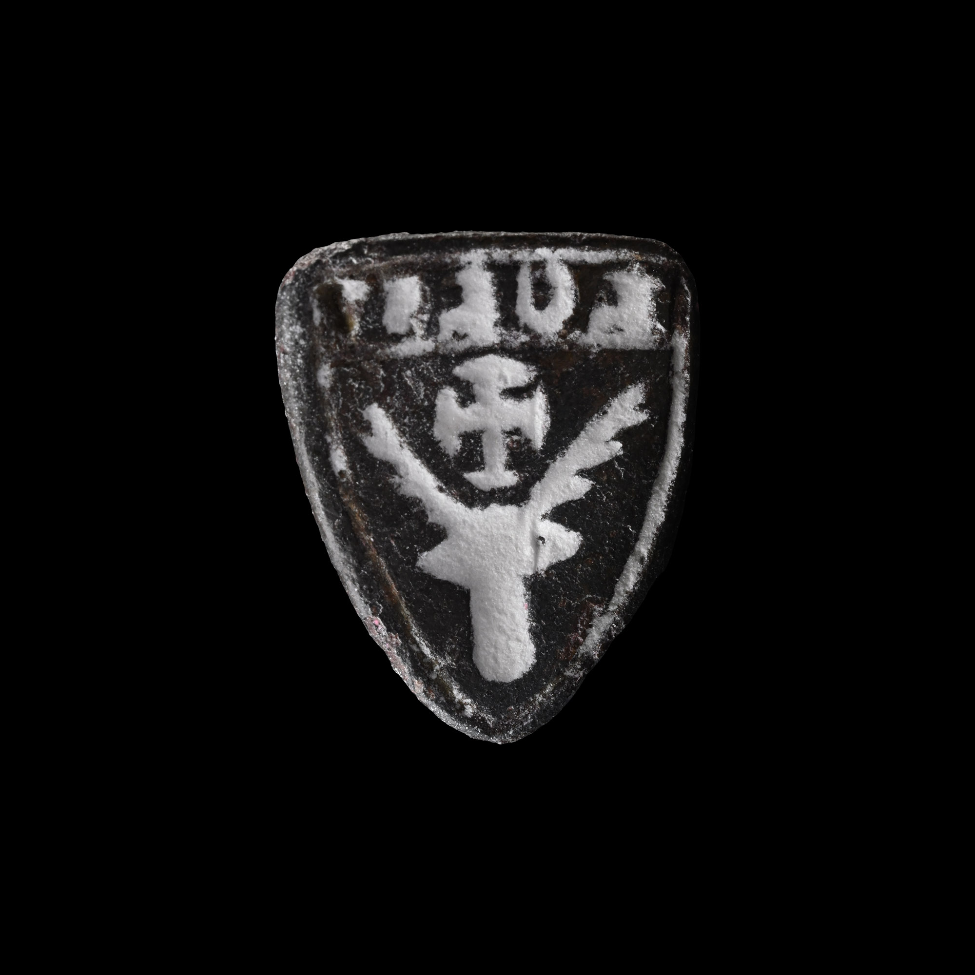 Medieval Bronze Seal Matrix with Cross Over Stag's Head