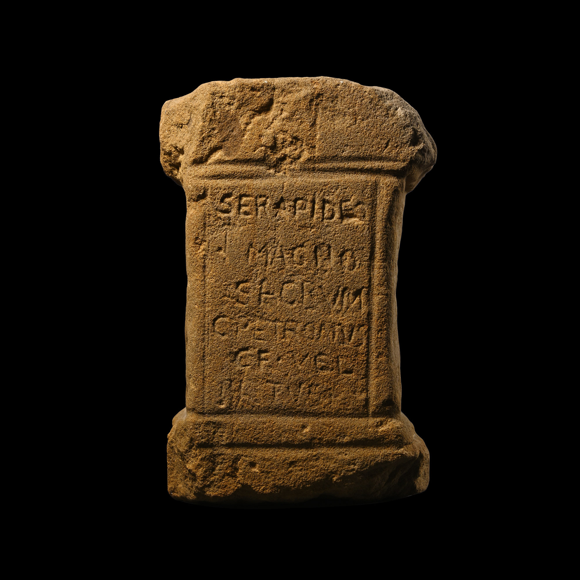 Roman Sandstone Altar for the God Serapis by Gaius Petronius Paetus